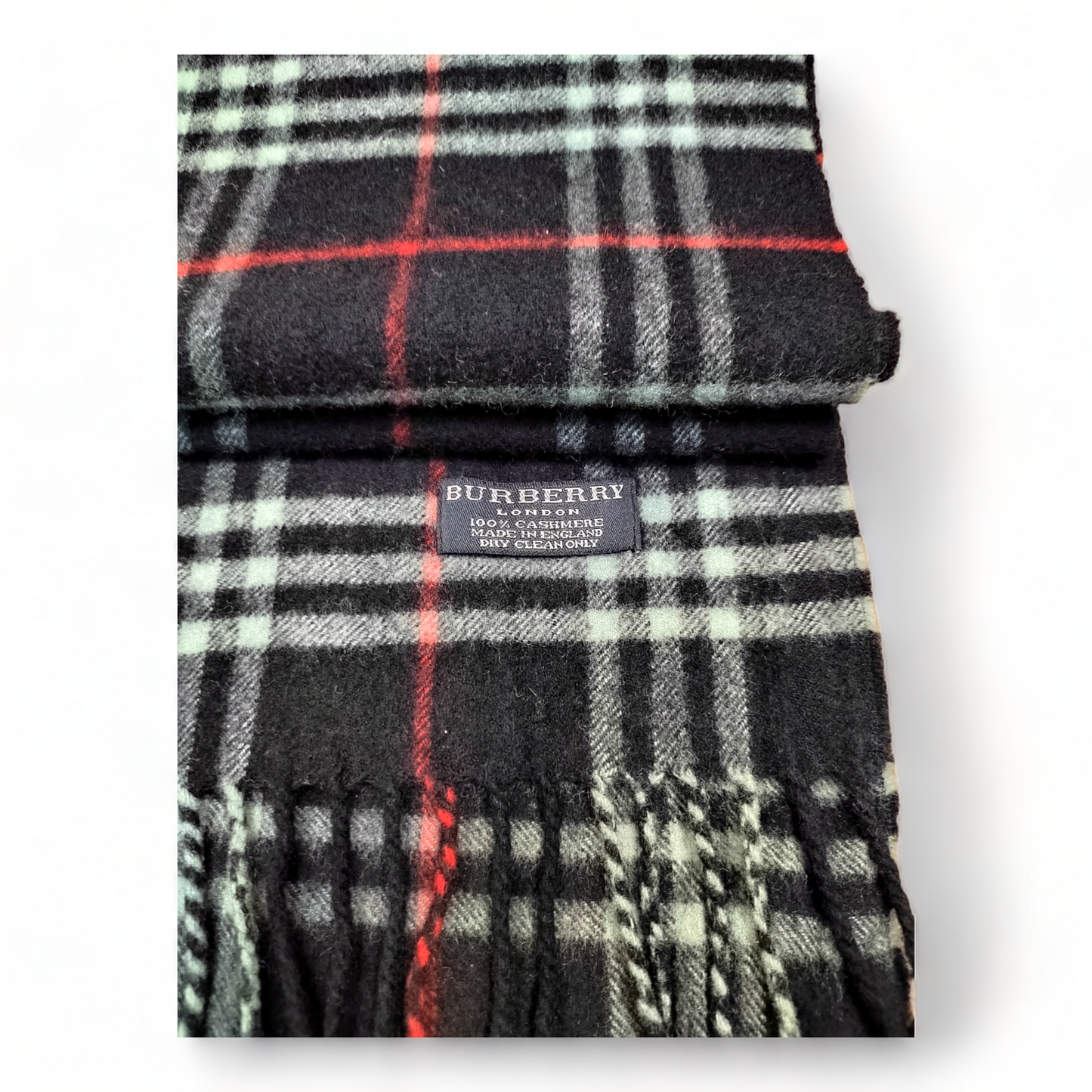 Burberry Scarf Cashmere Nova Check Dark Blue London Made In England