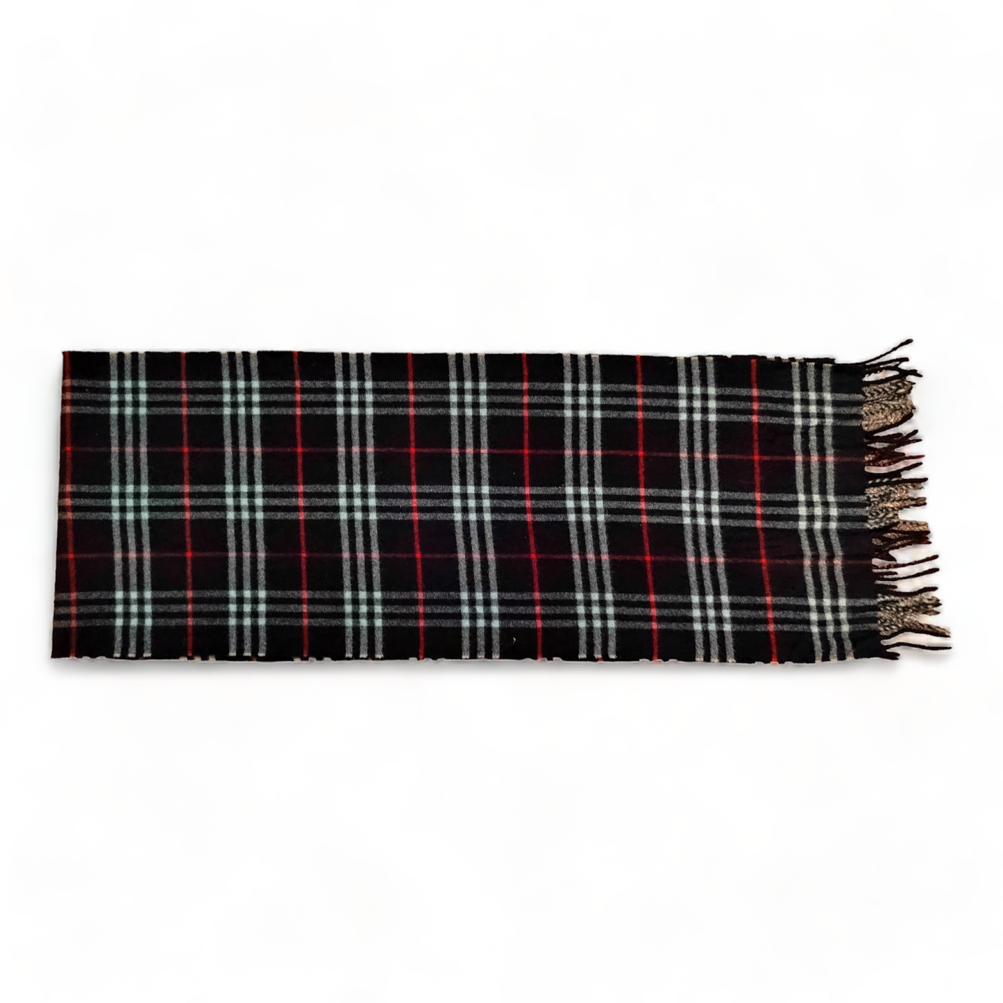 Burberry Scarf Cashmere Nova Check Dark Blue London Made In England