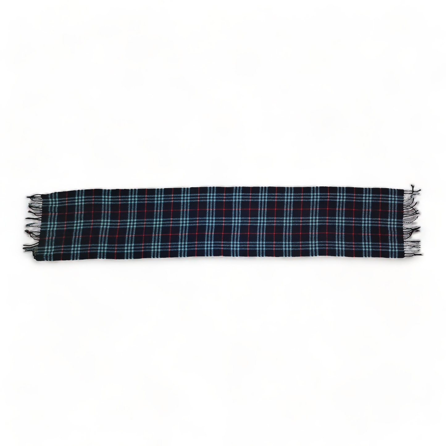 Burberry Scarf Cashmere Nova Check Dark Blue London Made In England