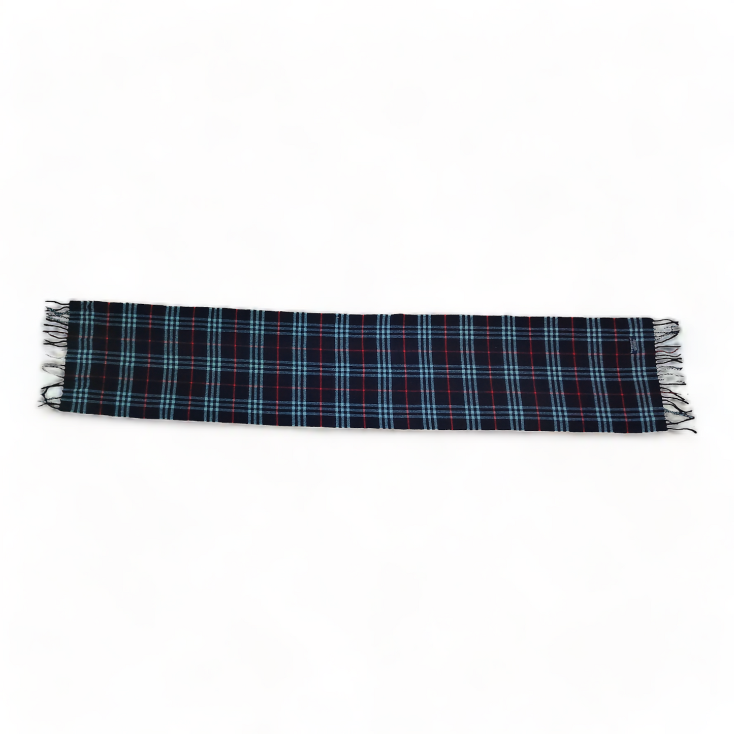 Burberry Scarf Cashmere Nova Check Dark Blue London Made In England