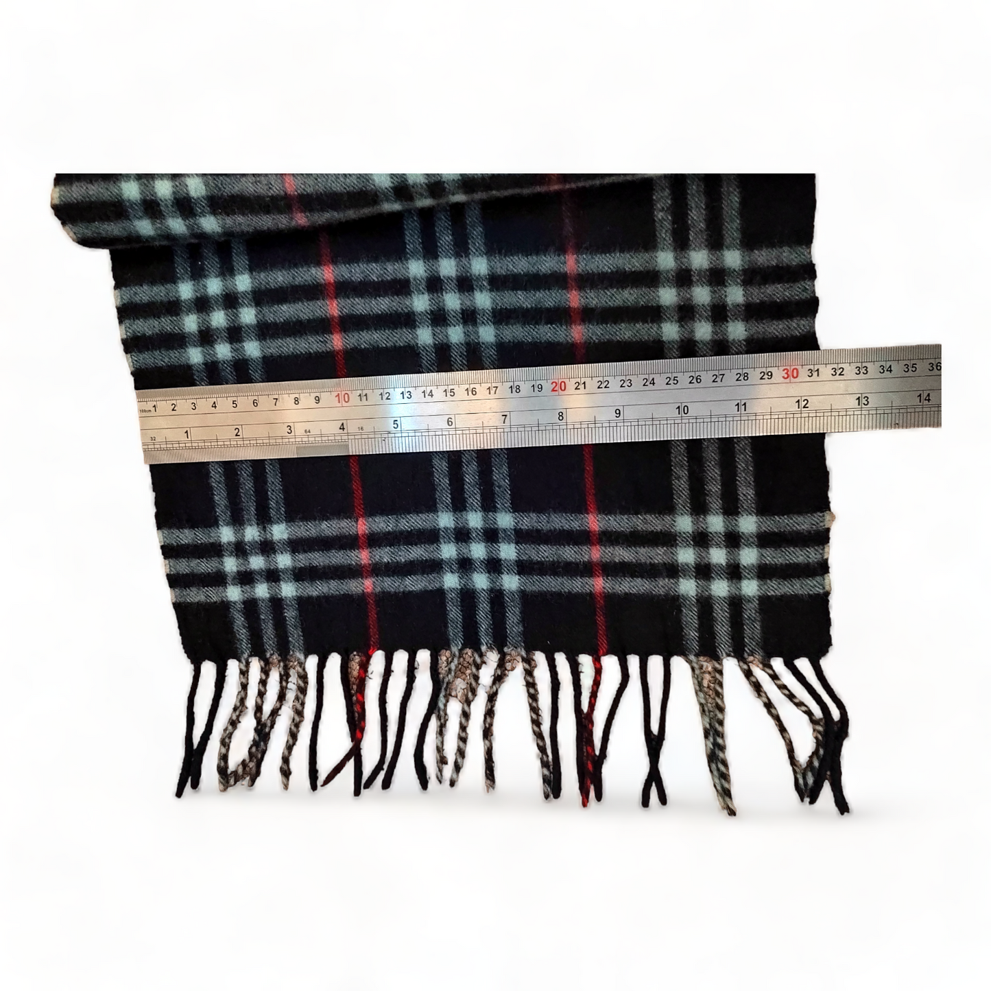 Burberry Scarf Cashmere Nova Check Dark Blue London Made In England