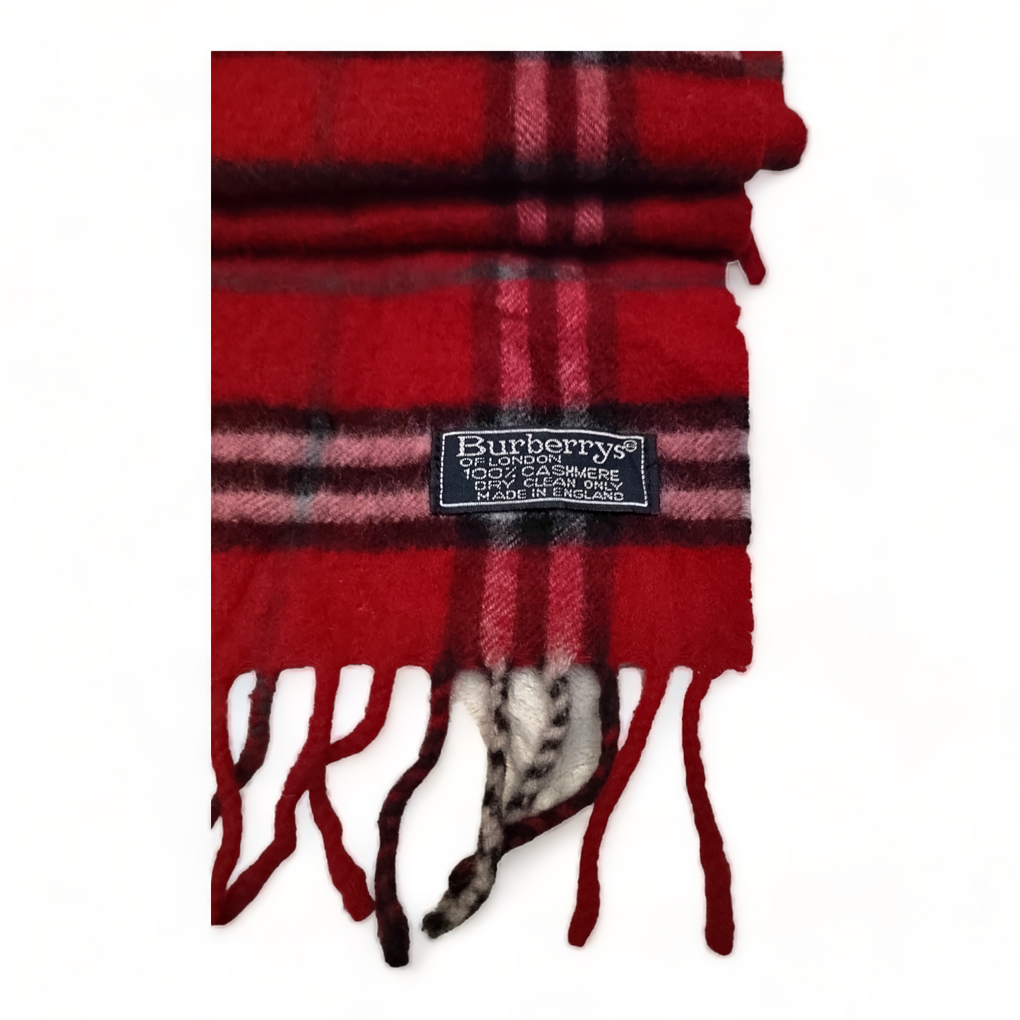 Burberry Scarf Cashmere Nova Check Red London Made In England