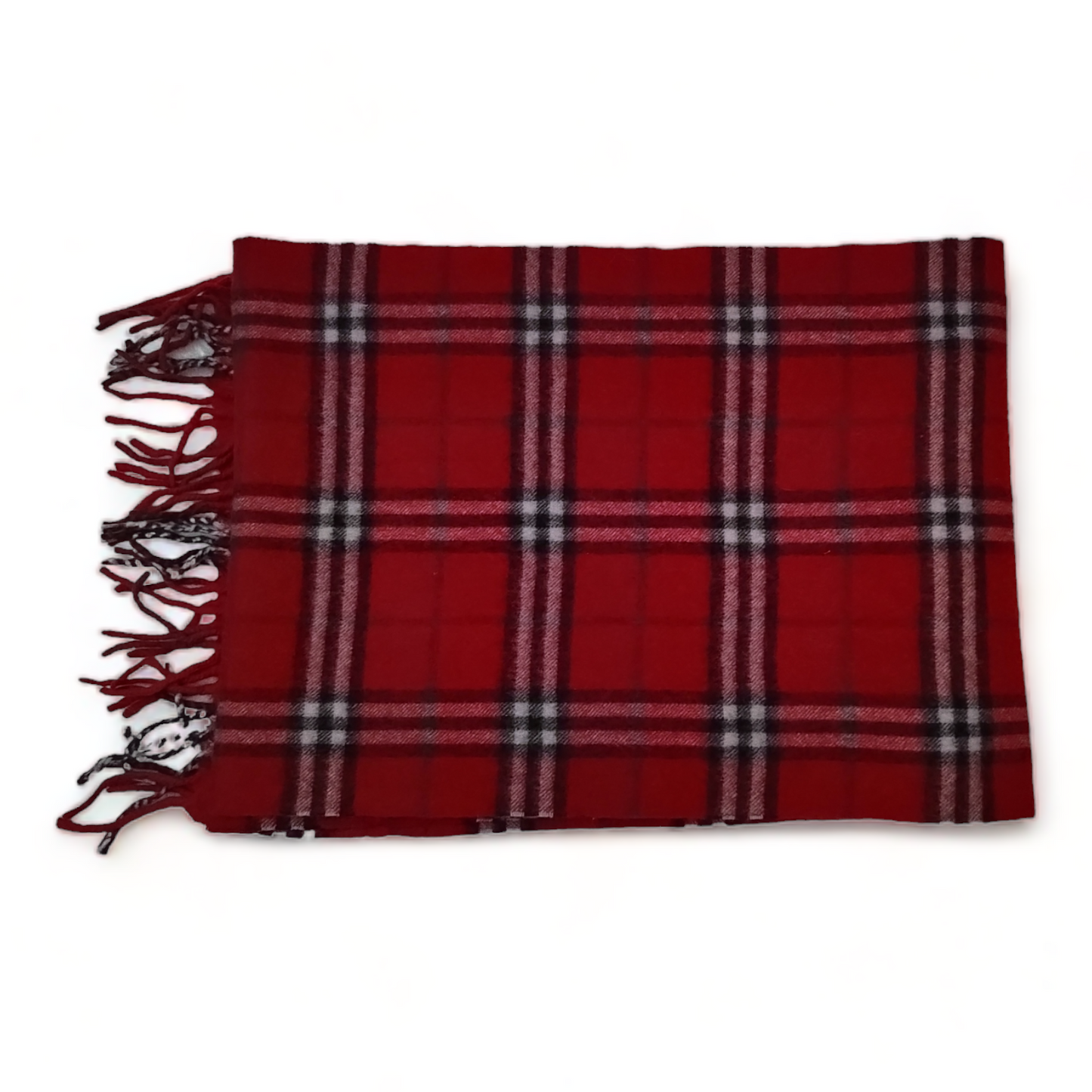 Burberry Scarf Cashmere Nova Check Red London Made In England