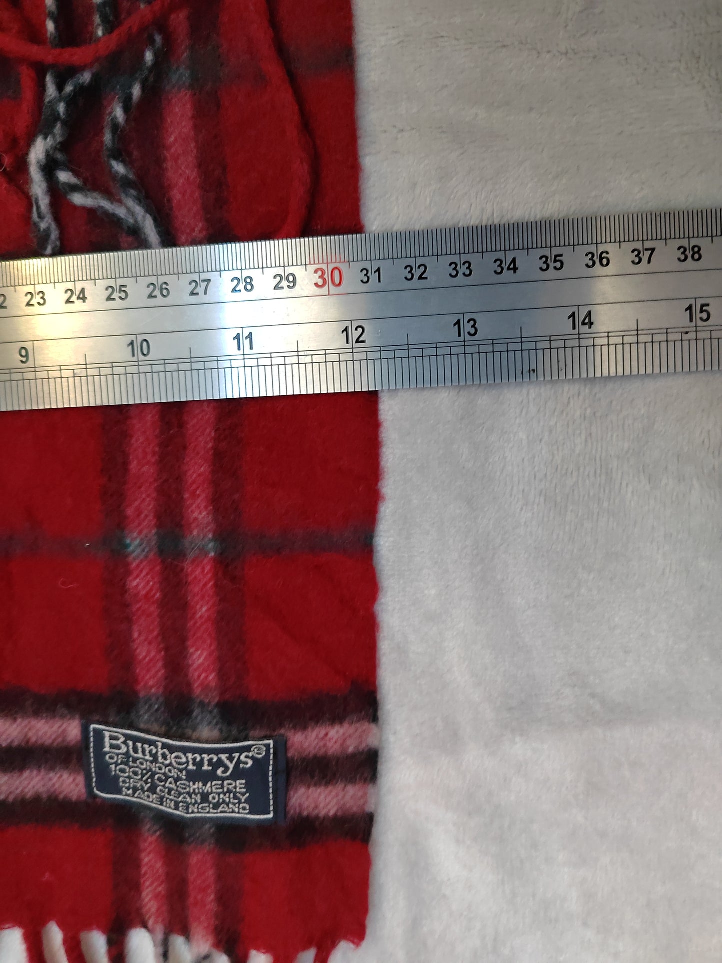 Burberry Scarf Cashmere Nova Check Red London Made In England