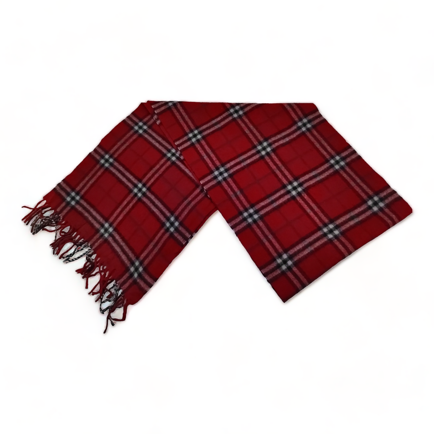 Burberry Scarf Cashmere Nova Check Red London Made In England