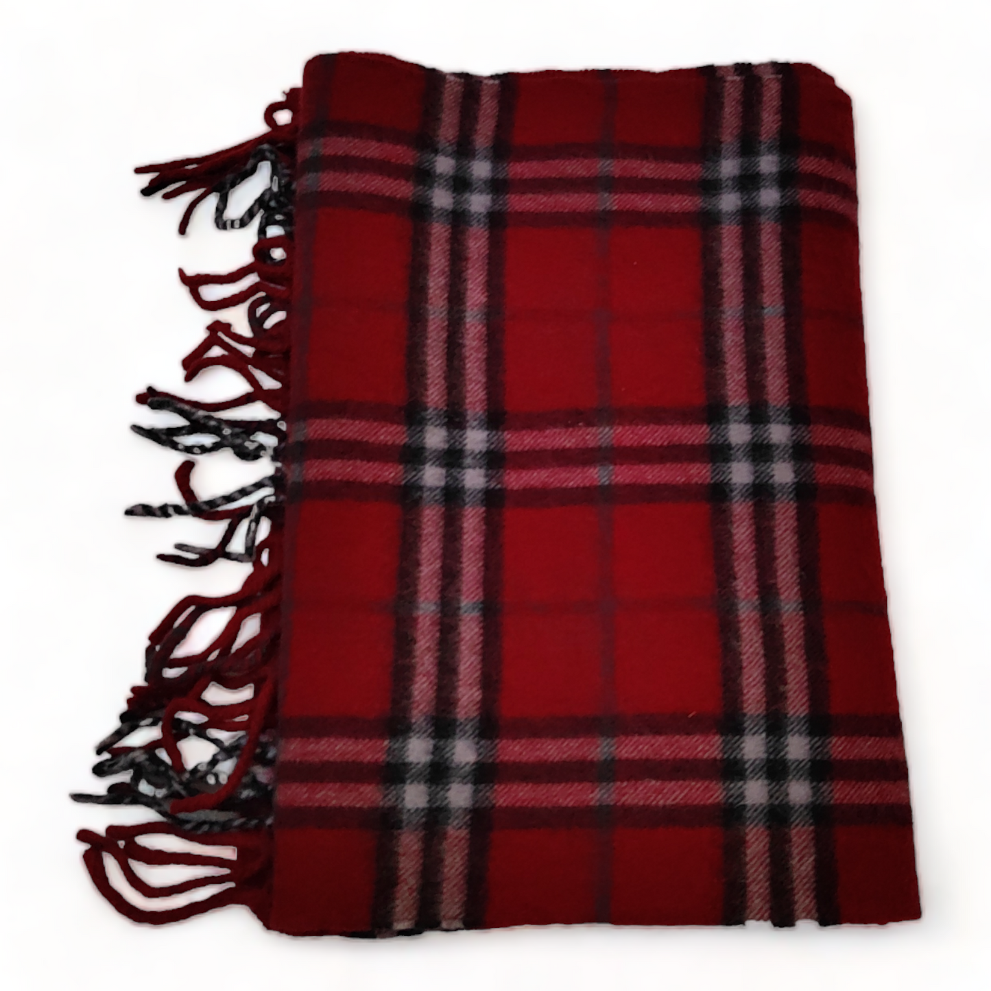 Burberry Scarf Cashmere Nova Check Red London Made In England