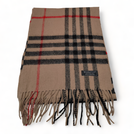 Burberry Scarf Cashmere Nova Check Beige London Made In England