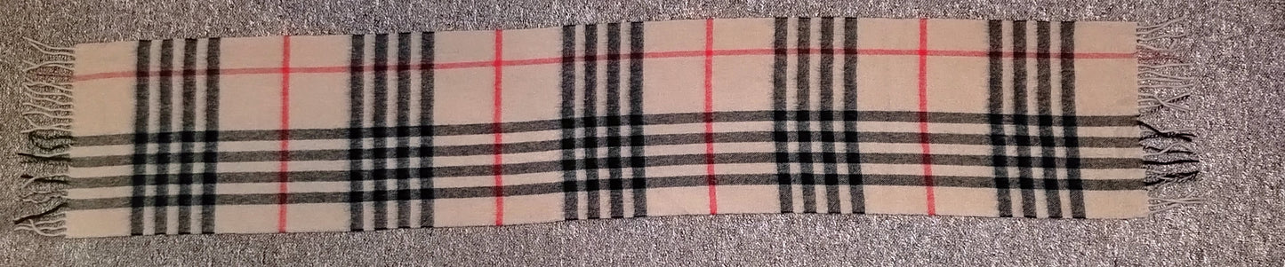 Burberry Scarf Cashmere Nova Check Beige London Made In England