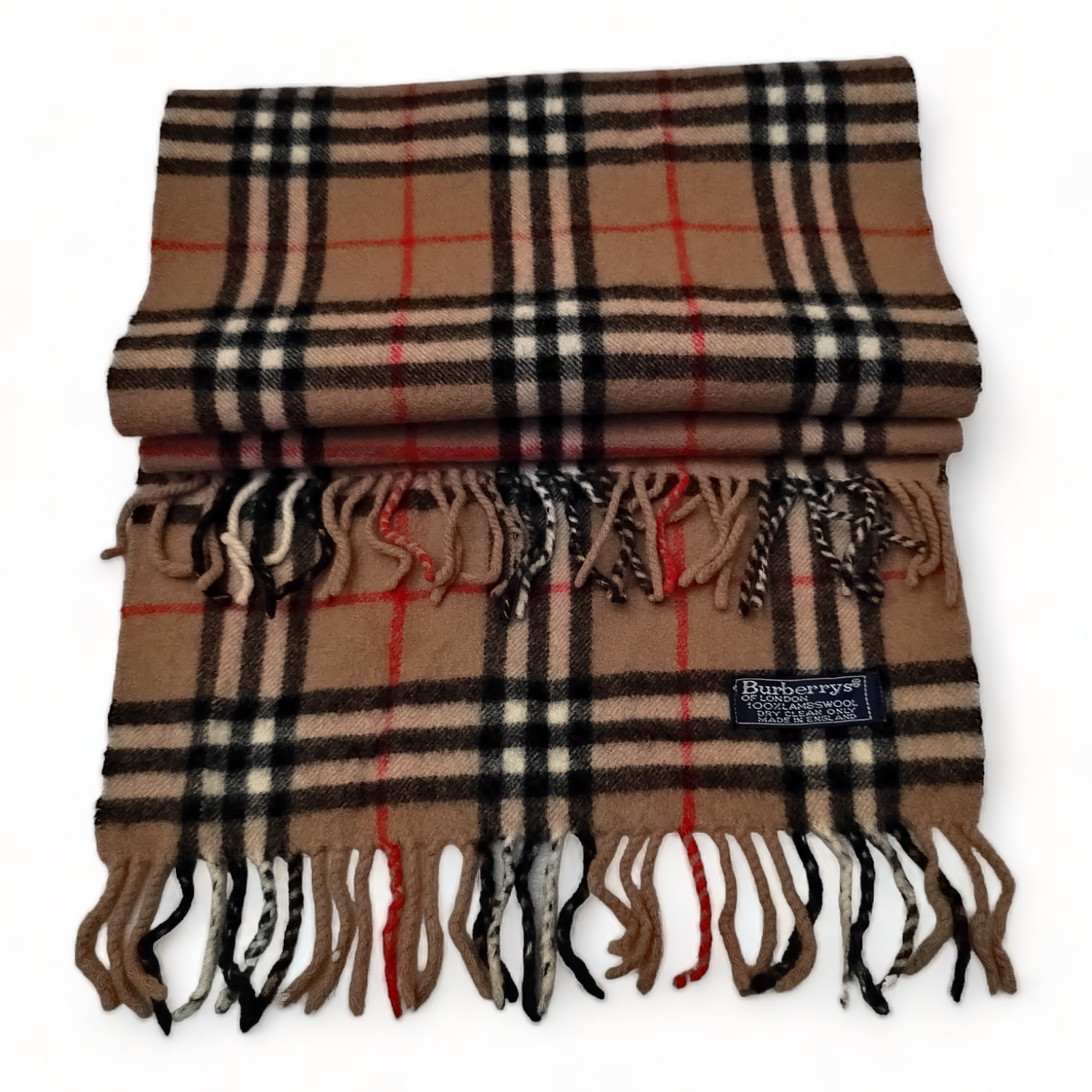 Burberry Scarf Lambswool Nova Check Beige London Made In England