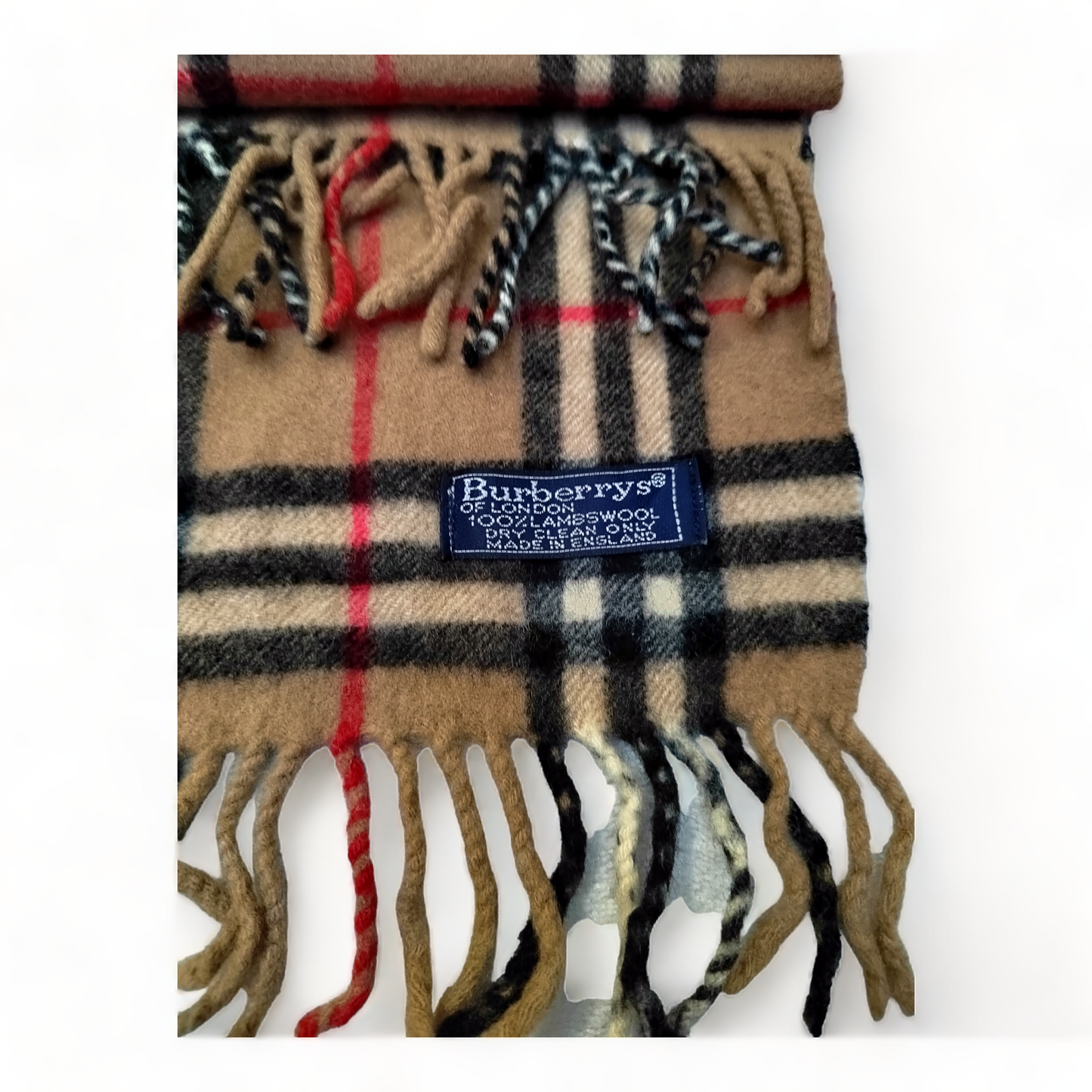 Burberry Scarf Lambswool Nova Check Beige London Made In England