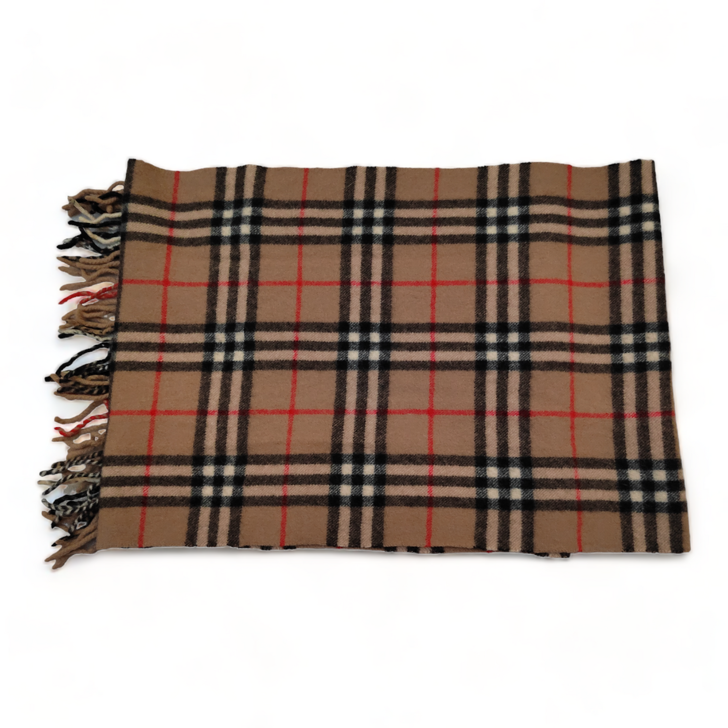 Burberry Scarf Lambswool Nova Check Beige London Made In England