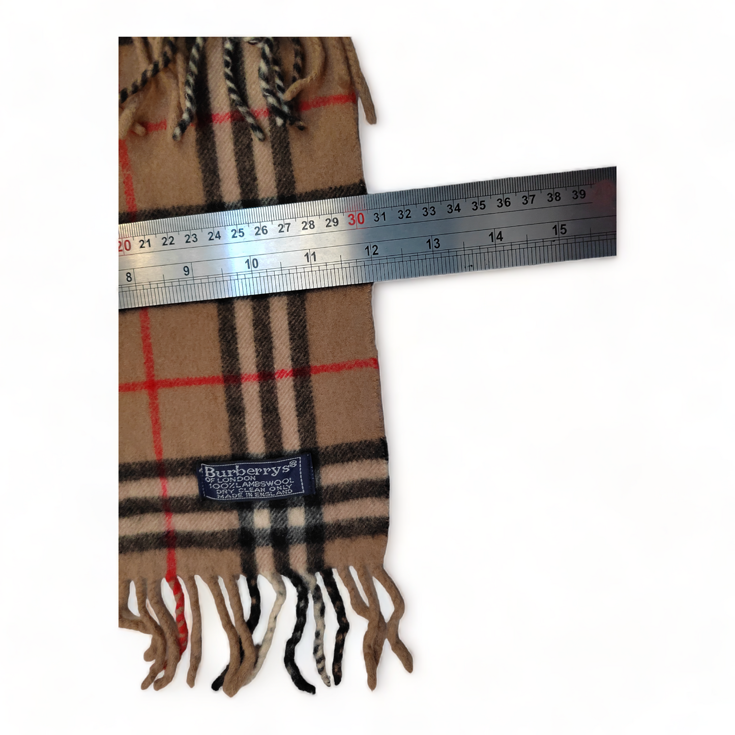 Burberry Scarf Lambswool Nova Check Beige London Made In England