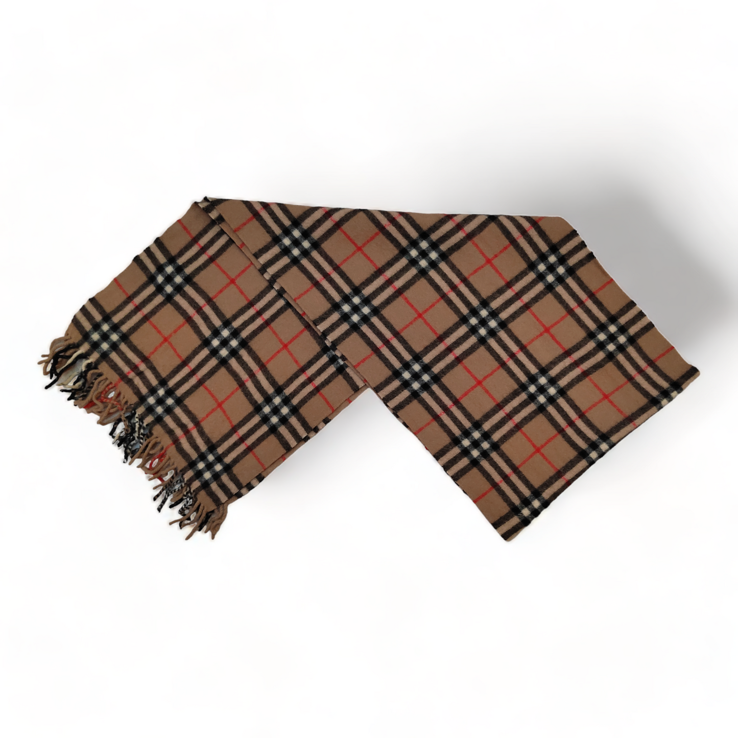 Burberry Scarf Lambswool Nova Check Beige London Made In England