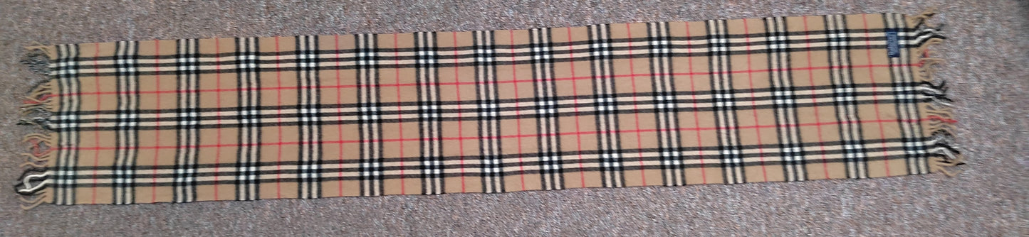 Burberry Scarf Lambswool Nova Check Beige London Made In England