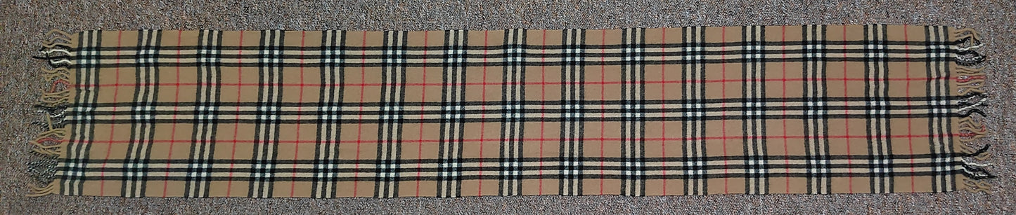 Burberry Scarf Lambswool Nova Check Beige London Made In England