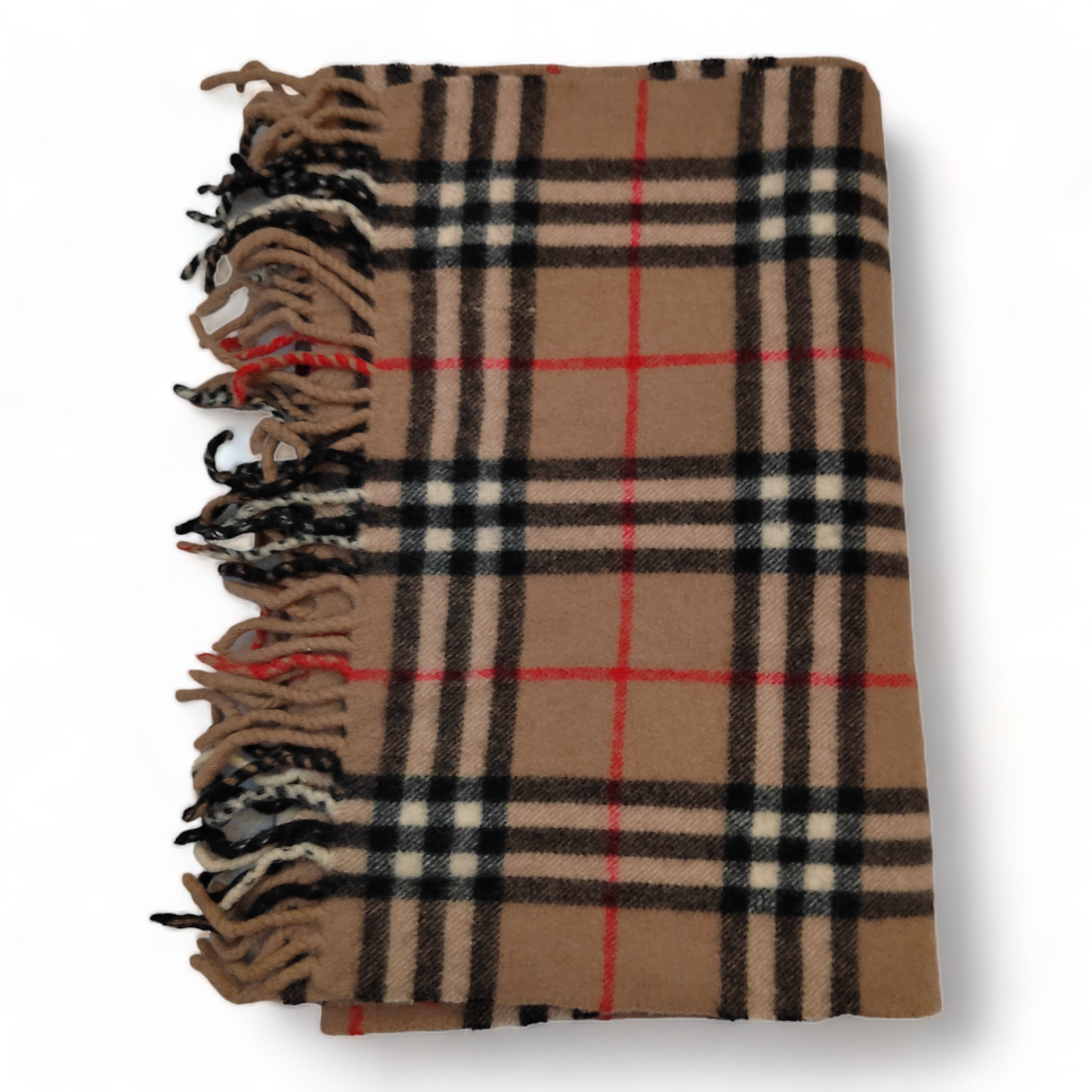 Burberry Scarf Lambswool Nova Check Beige London Made In England