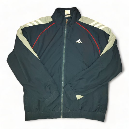 Adidas Windbreaker Womens 40/42 Large Black and Grey Zip Up Waterproof