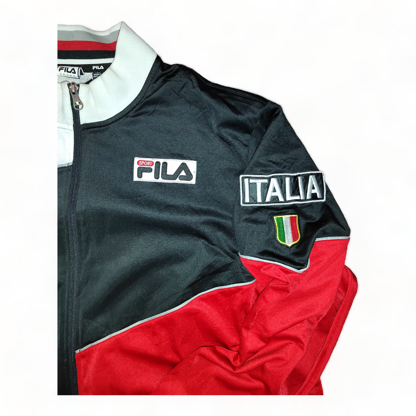 Fila Track Jacket Mens XXL Black and Red ITALIA