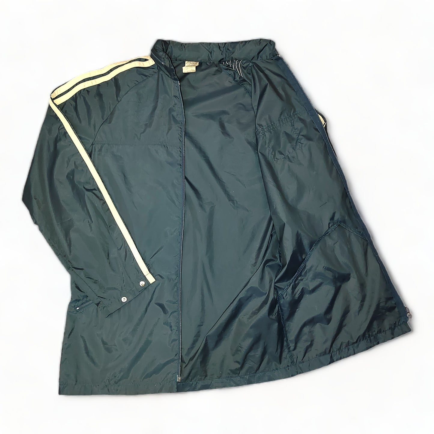 Adidas Waterproof Mens Medium Navy Blue Long Jacket Vintage