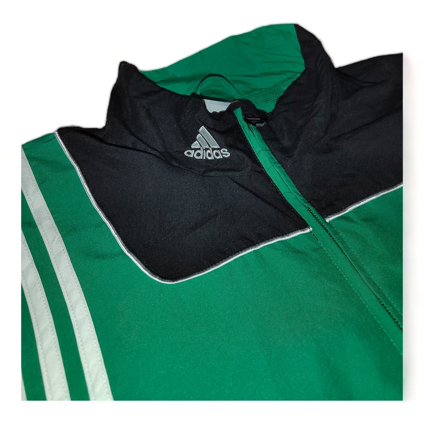 Adidas Windbreaker Coat Mens Large Green Zip Up