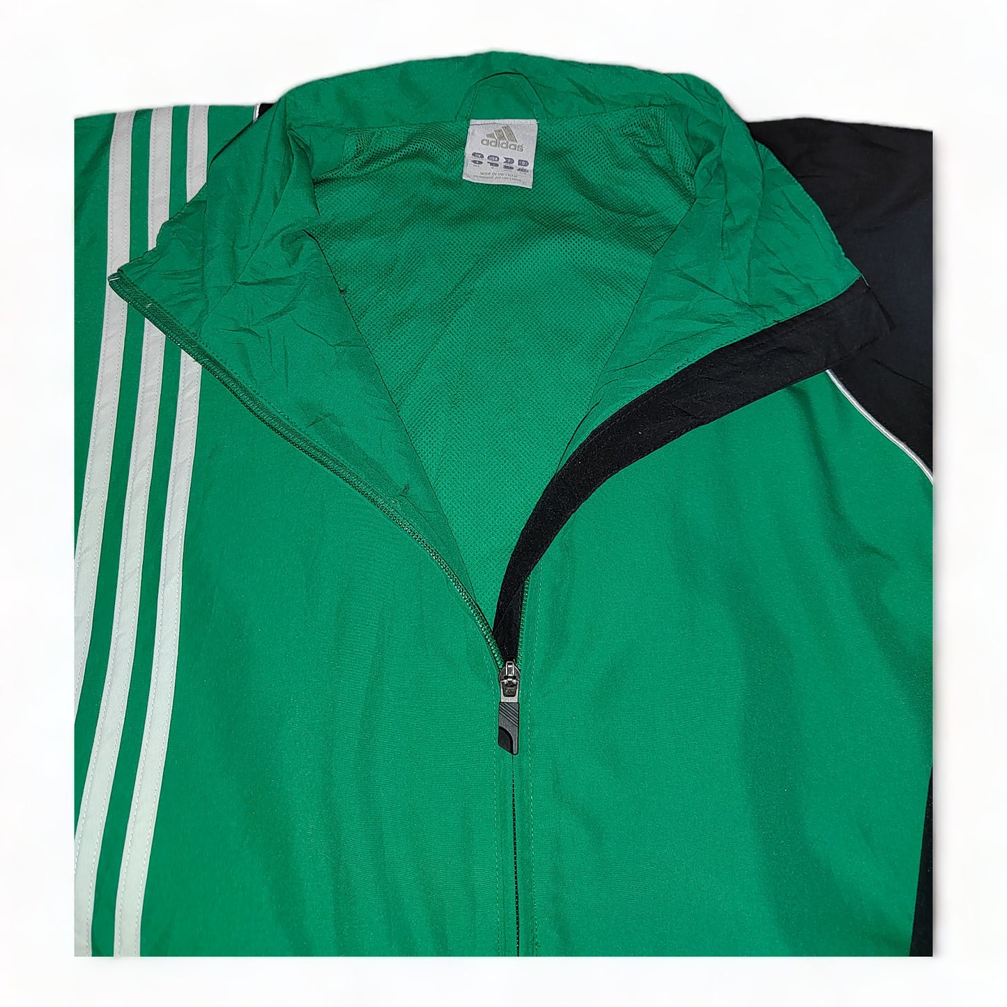 Adidas Windbreaker Coat Mens Large Green Zip Up