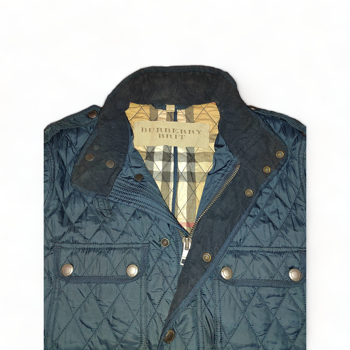 Burberry Quilted Jacket Men’s XL Blue Vintage