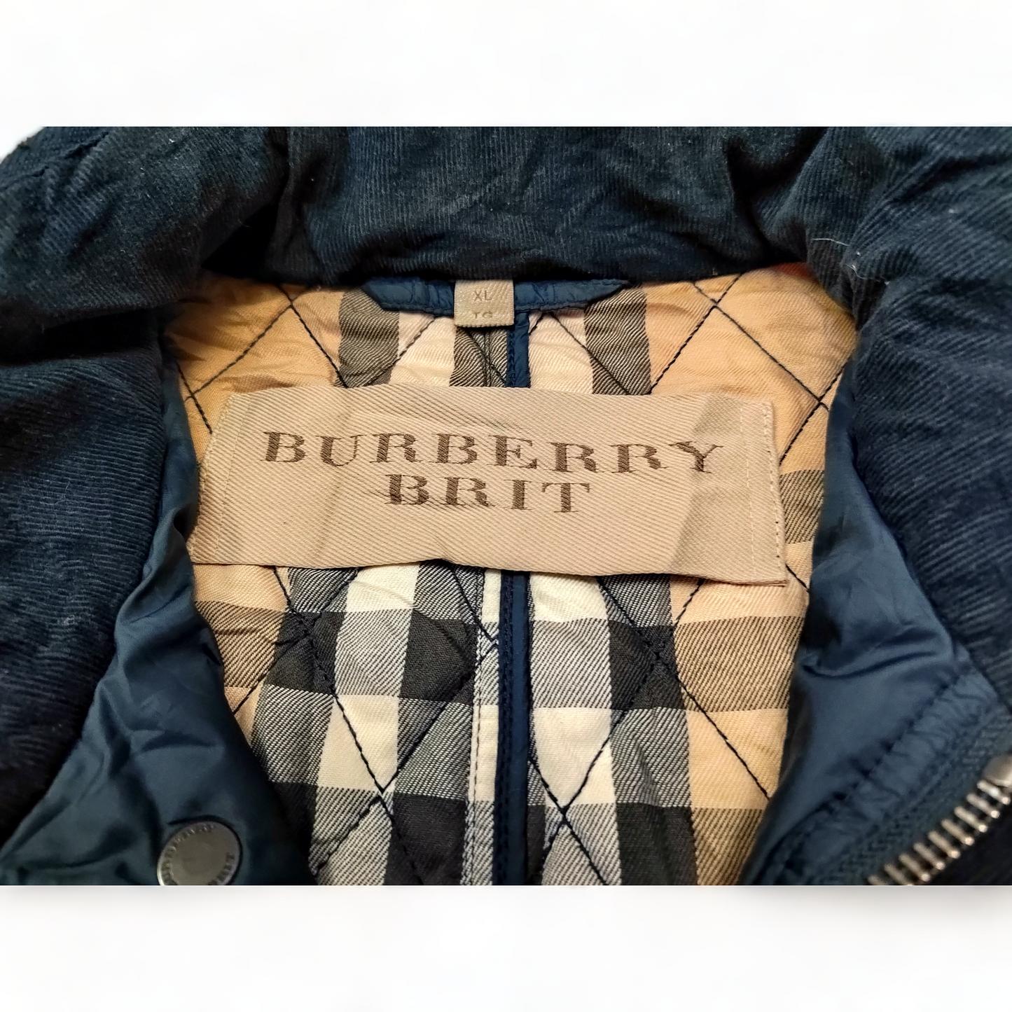 Burberry Quilted Jacket Men’s XL Blue Vintage