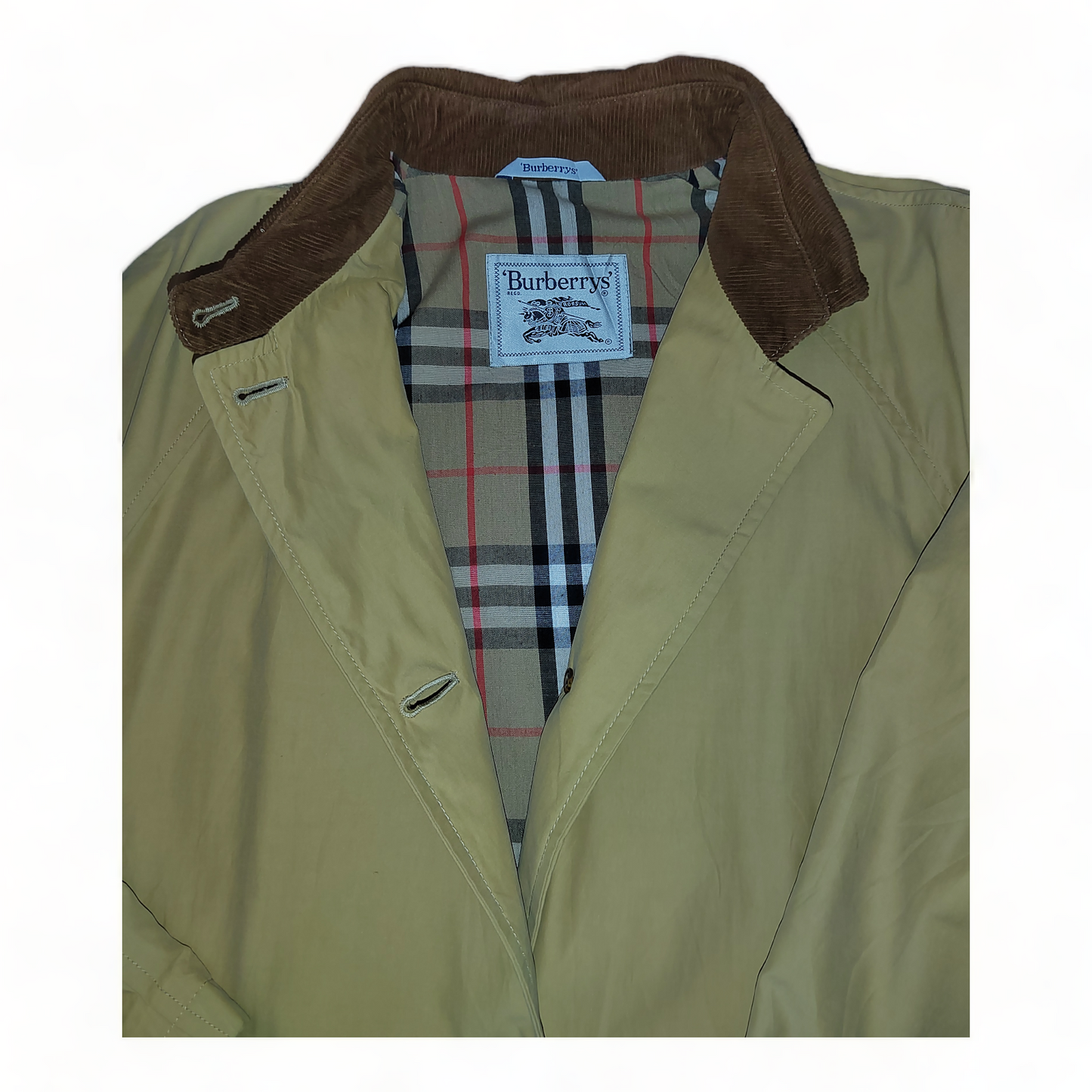 Burberry Trench Coat Men’s Large Beige Nova Check Button Up