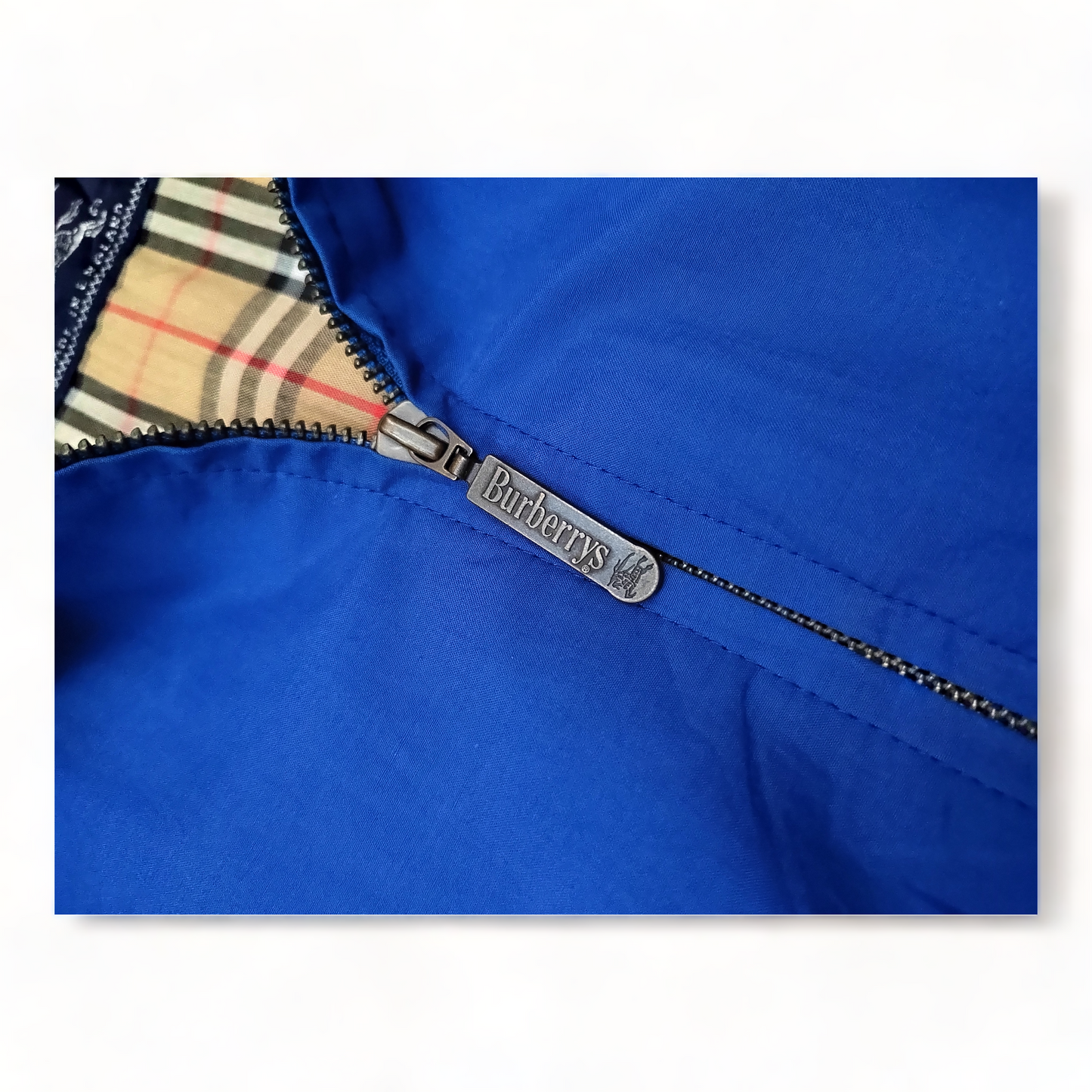 Burberry Bomber Jacket Men’s XL Blue Nova Check Zip up