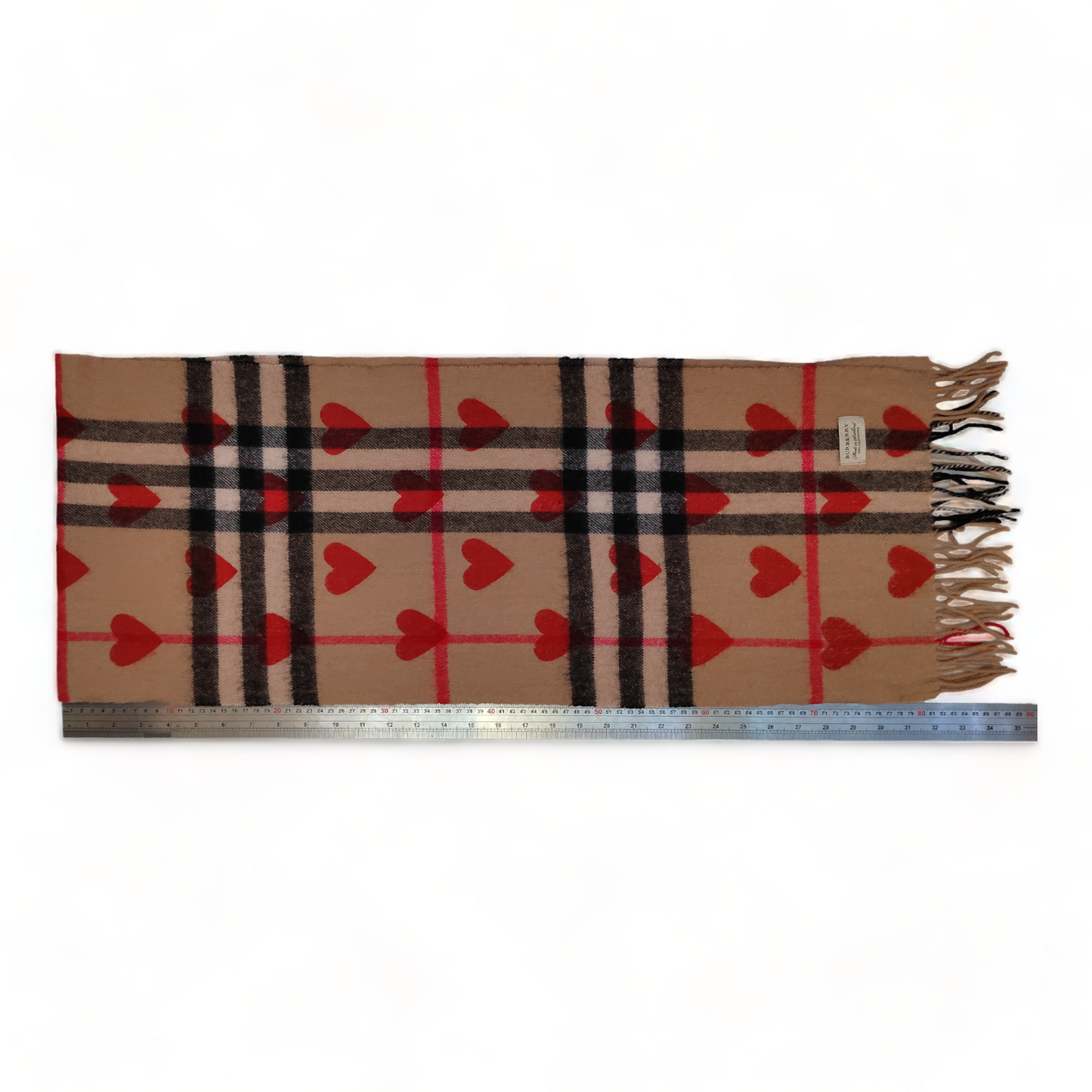 Burberry Heart Scarf, Nova Check Pattern Beige Scarf 100% Cashmere- SCOTLAND