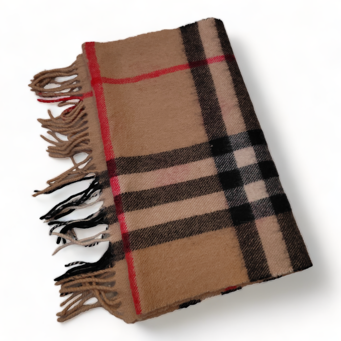 Burberry Heart Scarf, Nova Check Pattern Beige Scarf 100% Cashmere- SCOTLAND