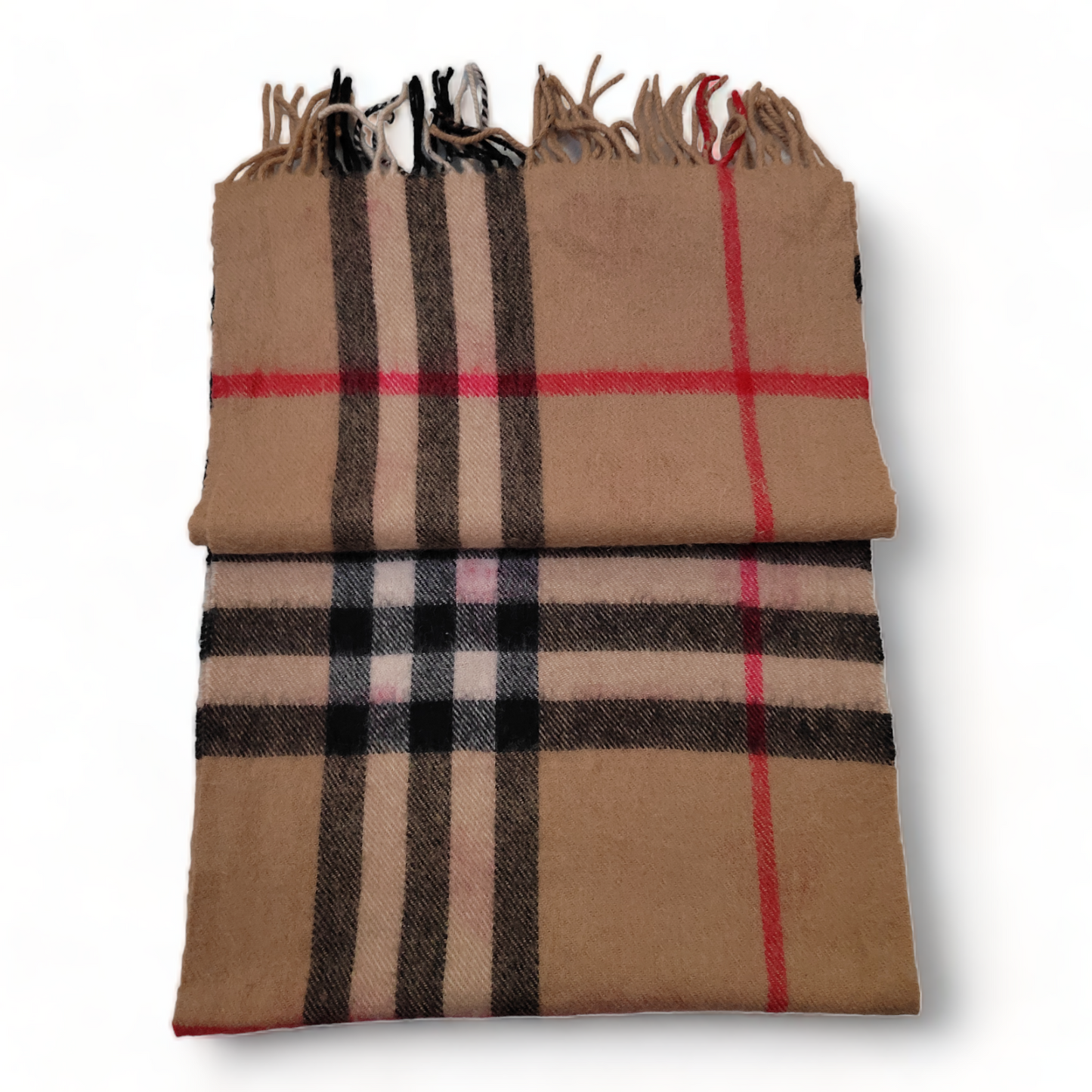 Burberry Heart Scarf, Nova Check Pattern Beige Scarf 100% Cashmere- SCOTLAND