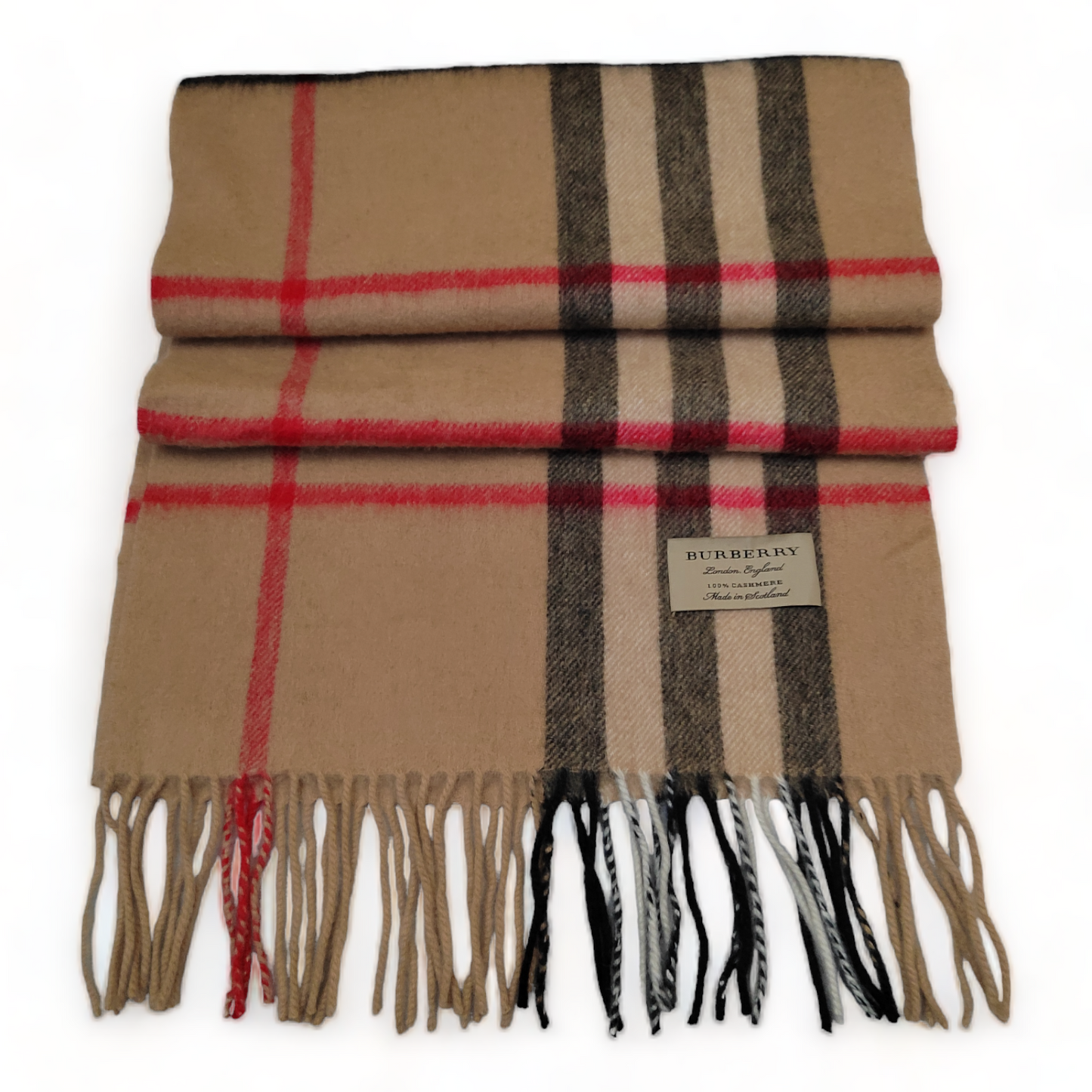 Burberry Scarf Cashmere Nova Check Beige London Made In Scotland