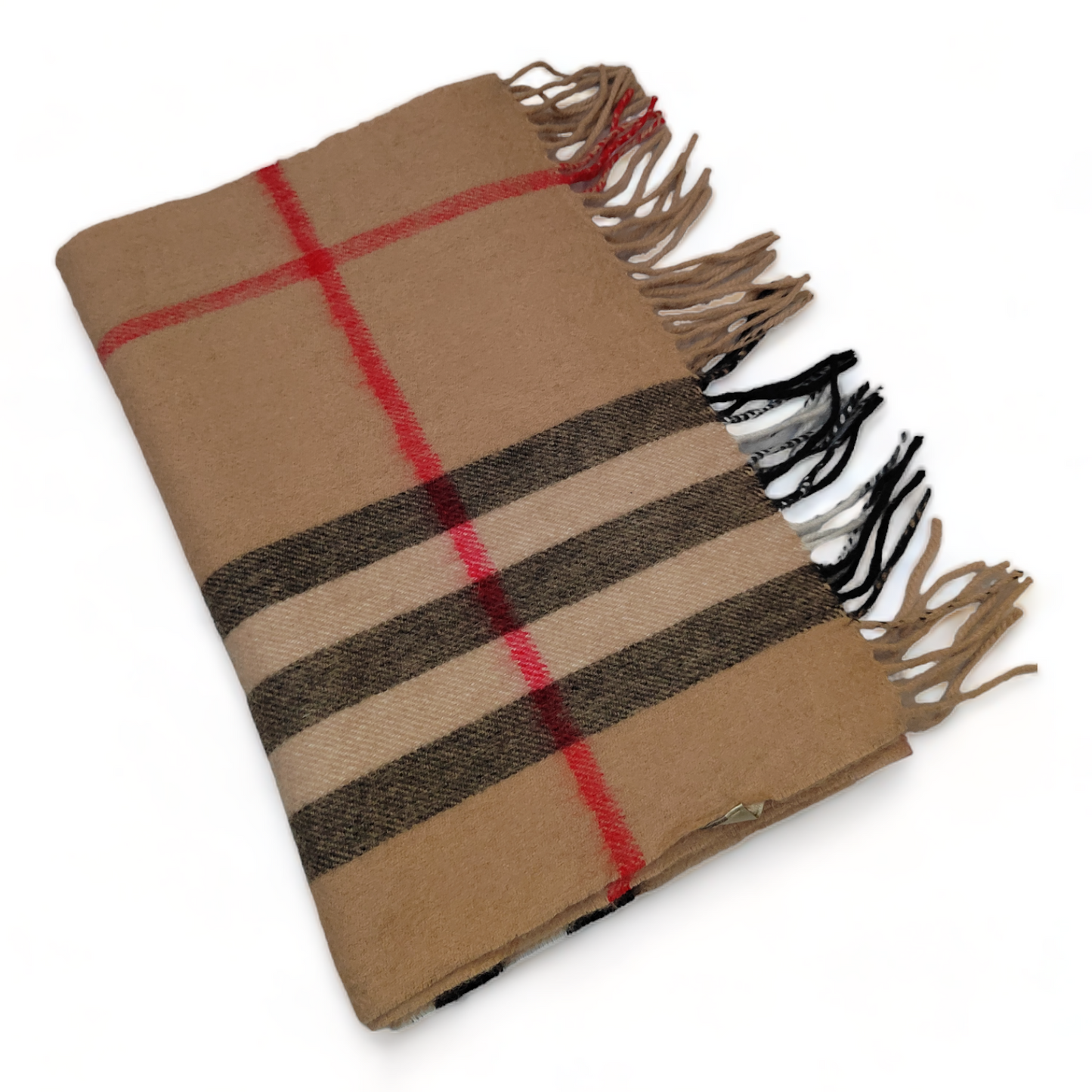 Burberry Scarf Cashmere Nova Check Beige London Made In Scotland