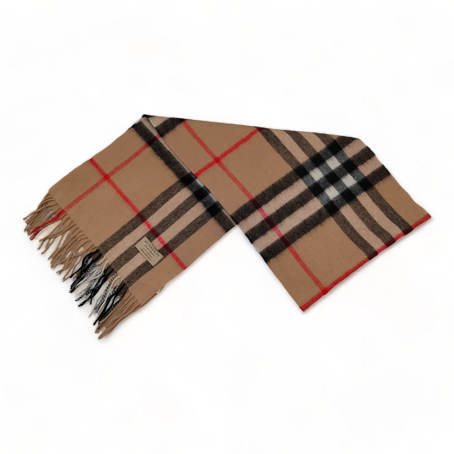 Burberry Scarf Cashmere Nova Check Beige London Made In Scotland