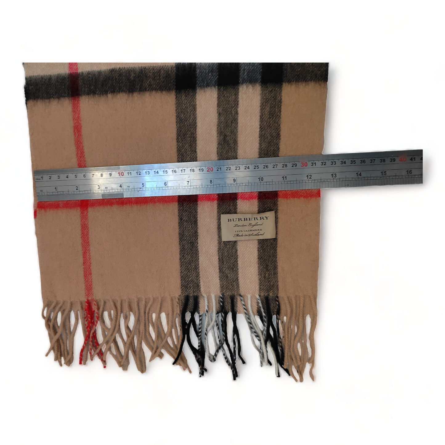 Burberry Scarf Cashmere Nova Check Beige London Made In Scotland