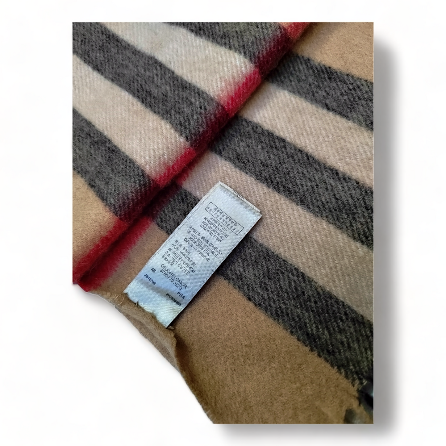 Burberry Scarf Cashmere Nova Check Beige London Made In Scotland