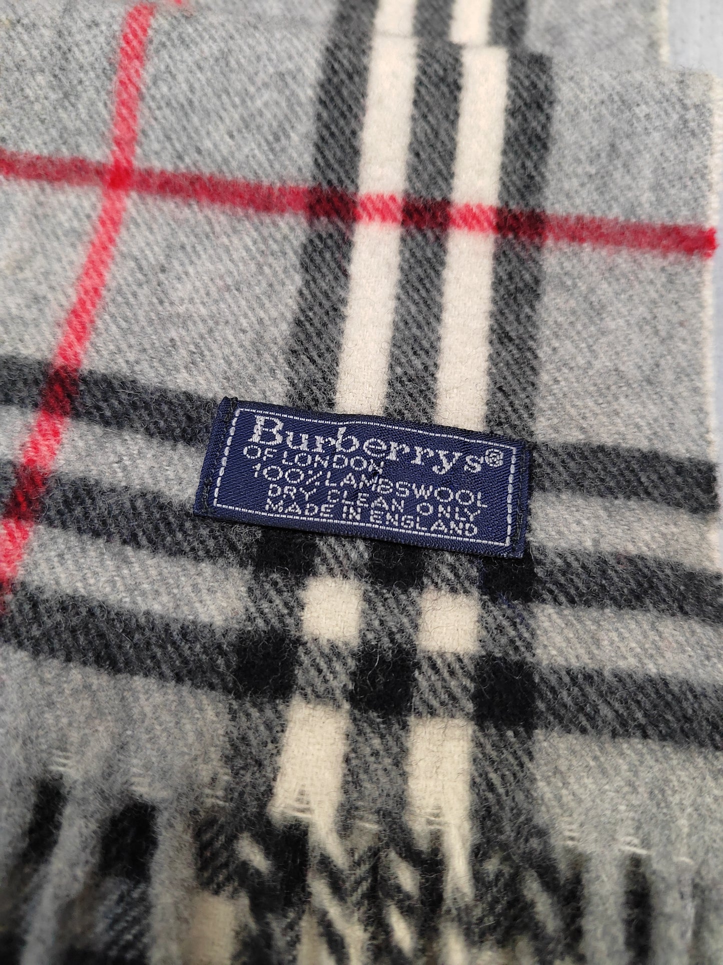 Burberry Scarf Lambswool Nova Check Grey London Made In England