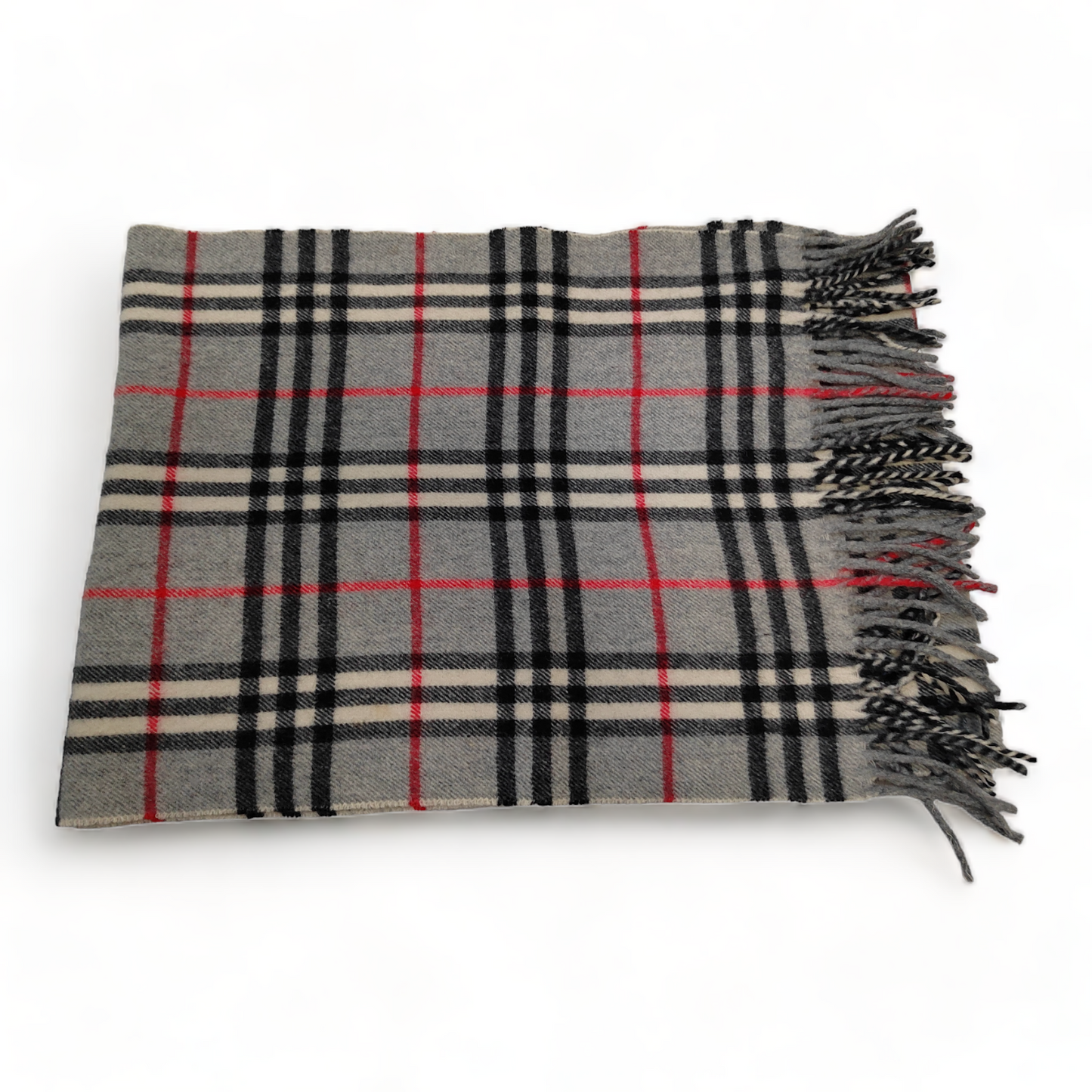 Burberry Scarf Lambswool Nova Check Grey London Made In England