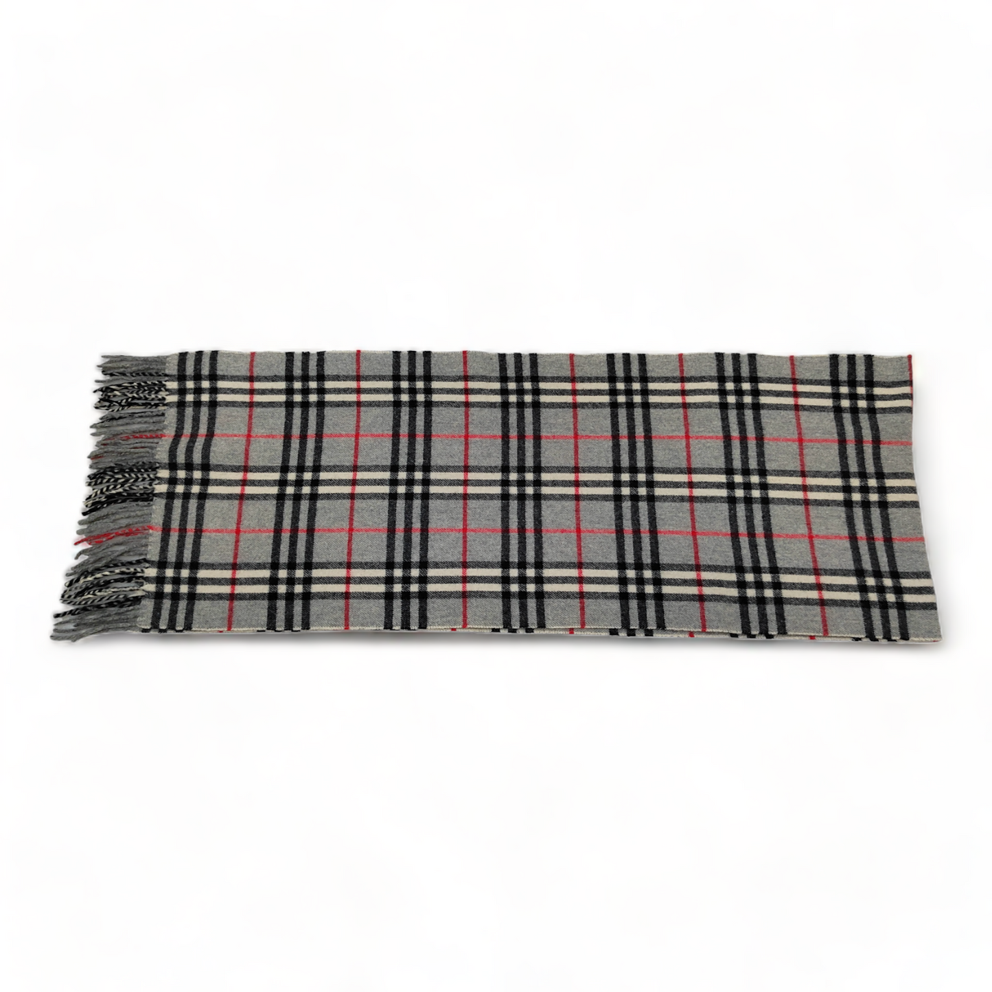 Burberry Scarf Lambswool Nova Check Grey London Made In England