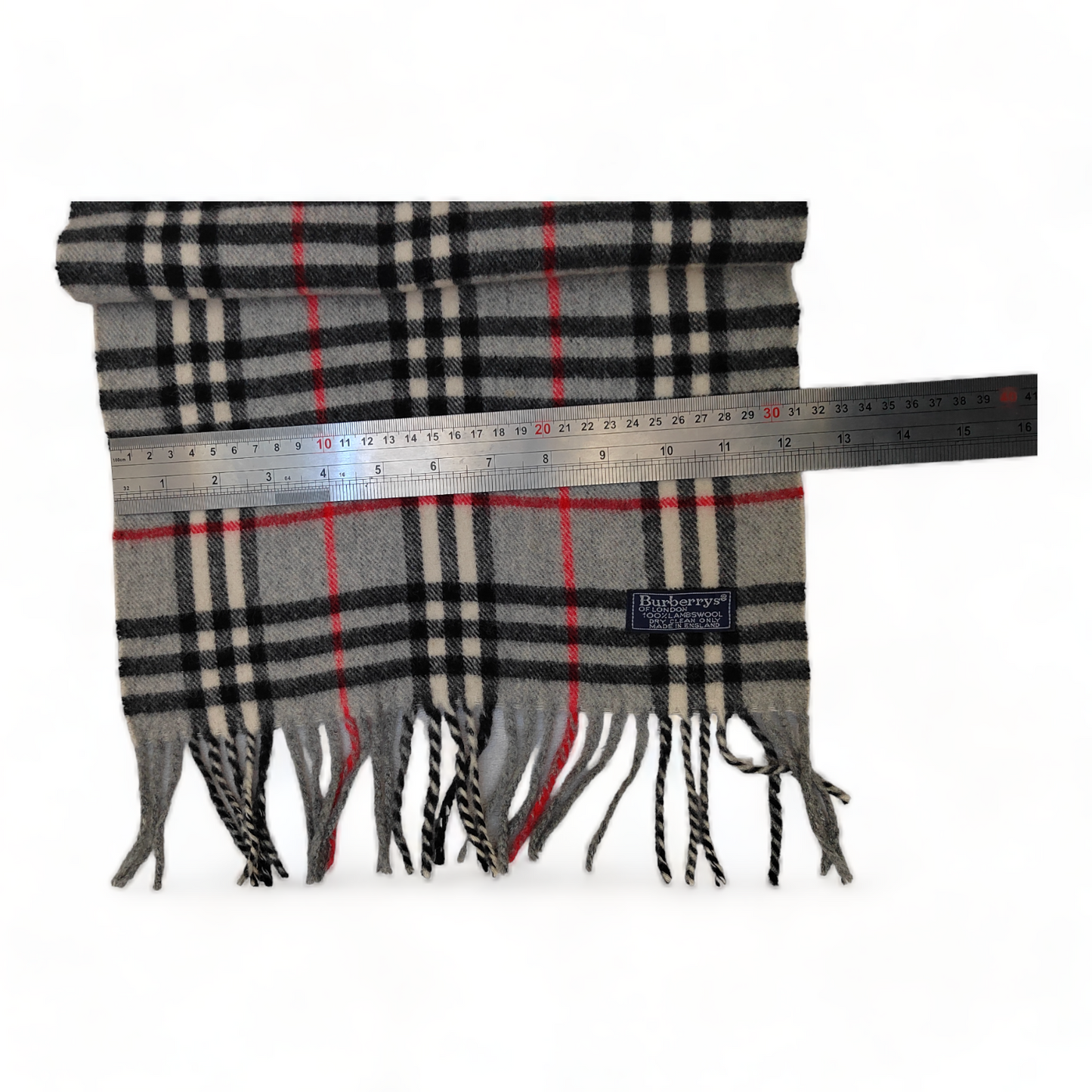 Burberry Scarf Lambswool Nova Check Grey London Made In England