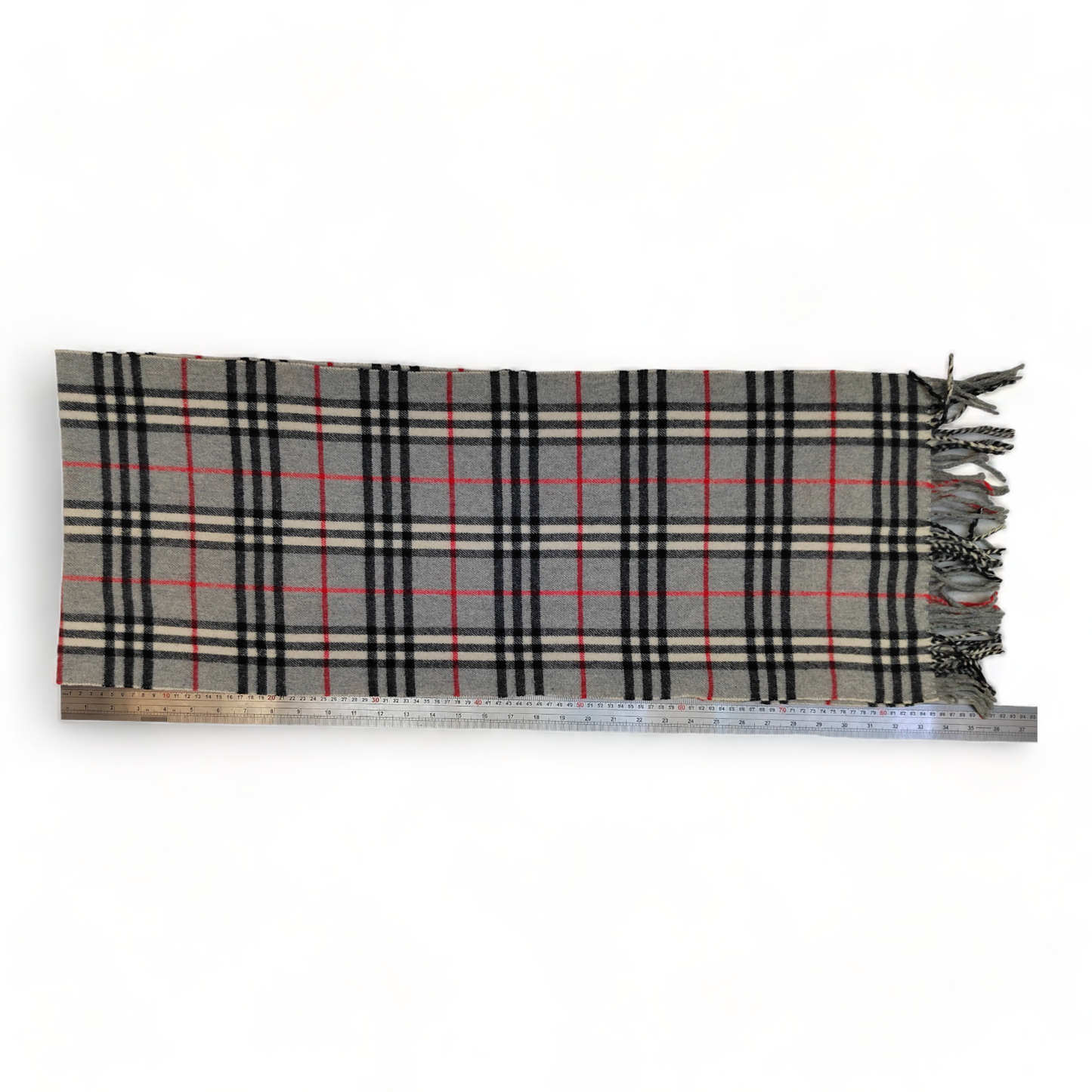 Burberry Scarf Lambswool Nova Check Grey London Made In England