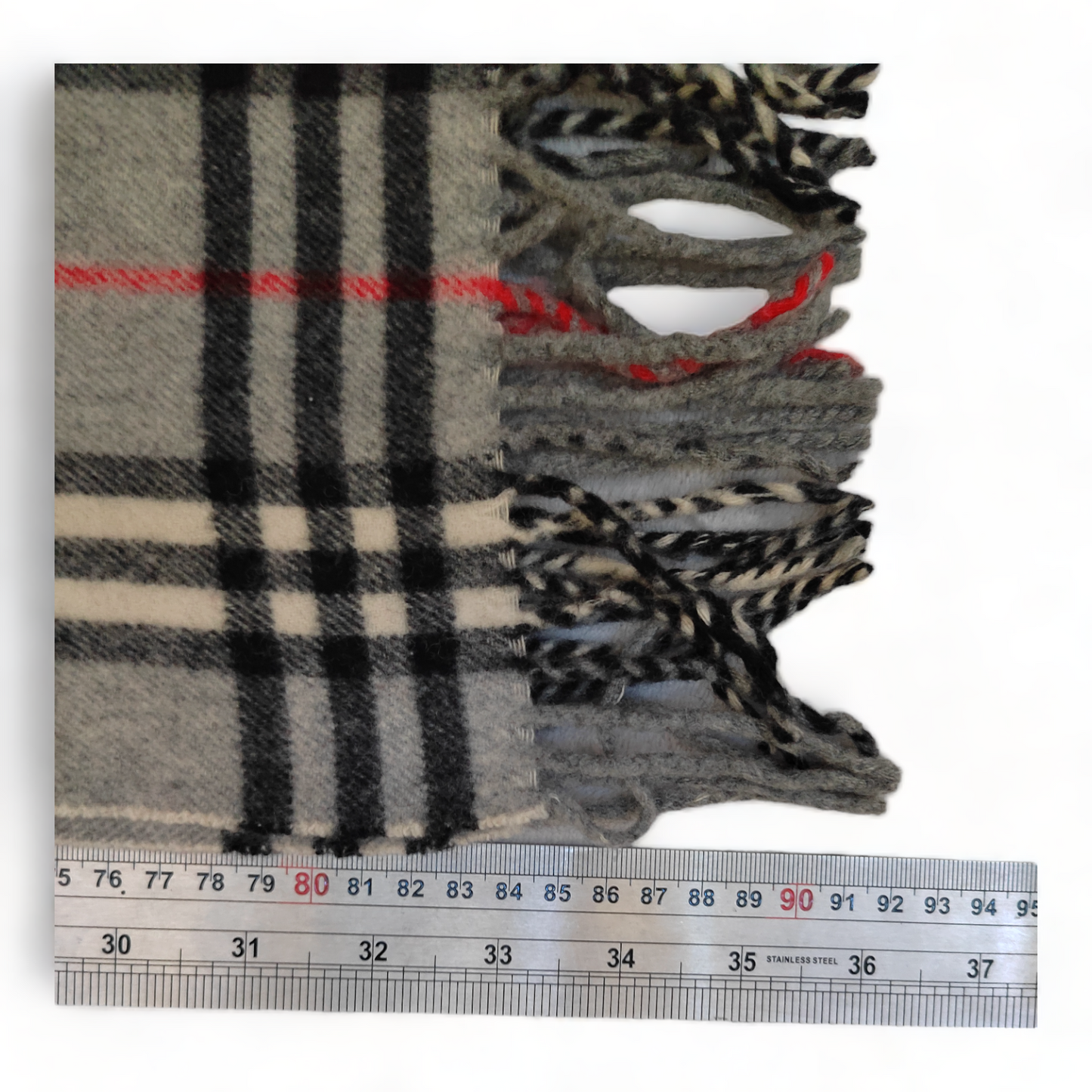 Burberry Scarf Lambswool Nova Check Grey London Made In England