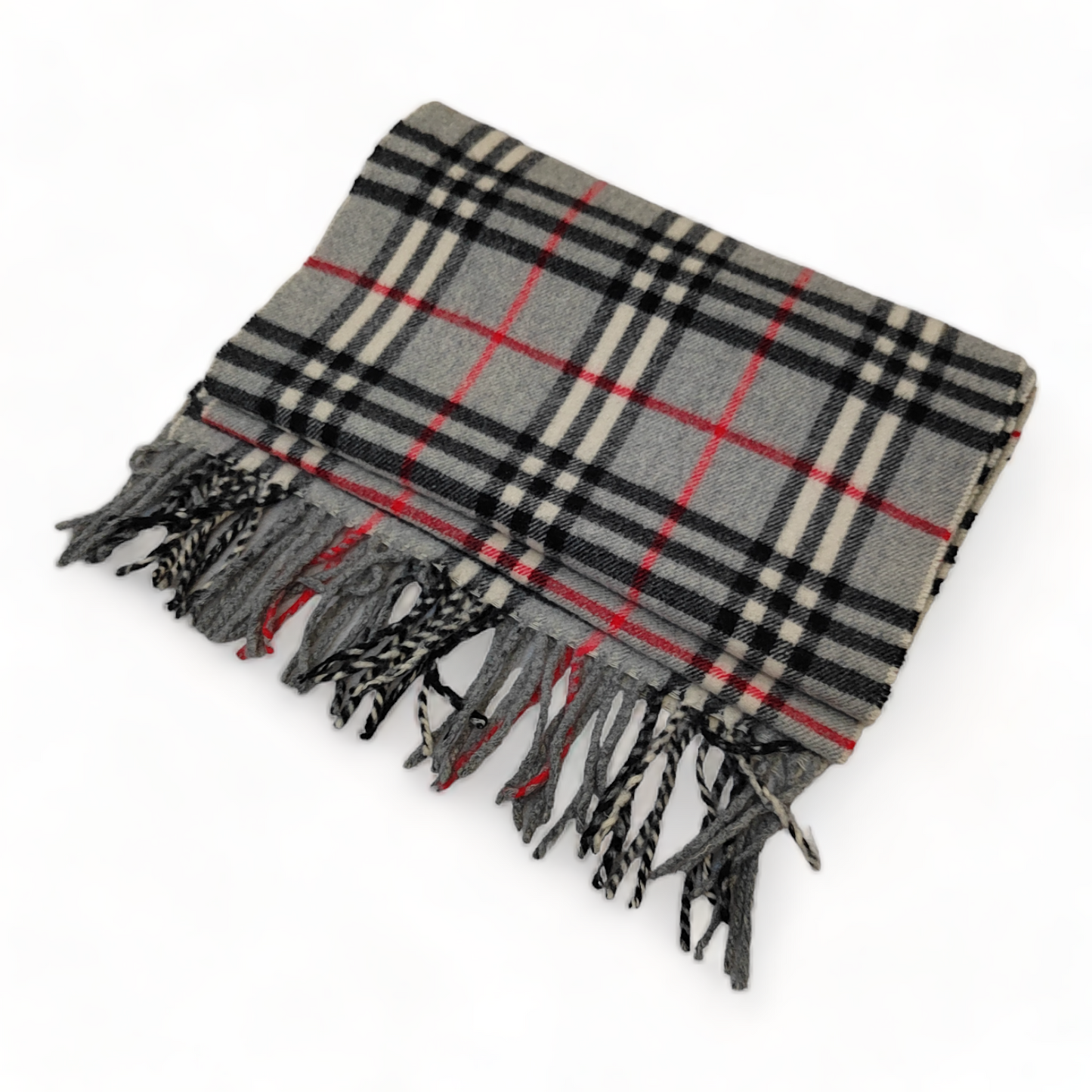 Burberry Scarf Lambswool Nova Check Grey London Made In England