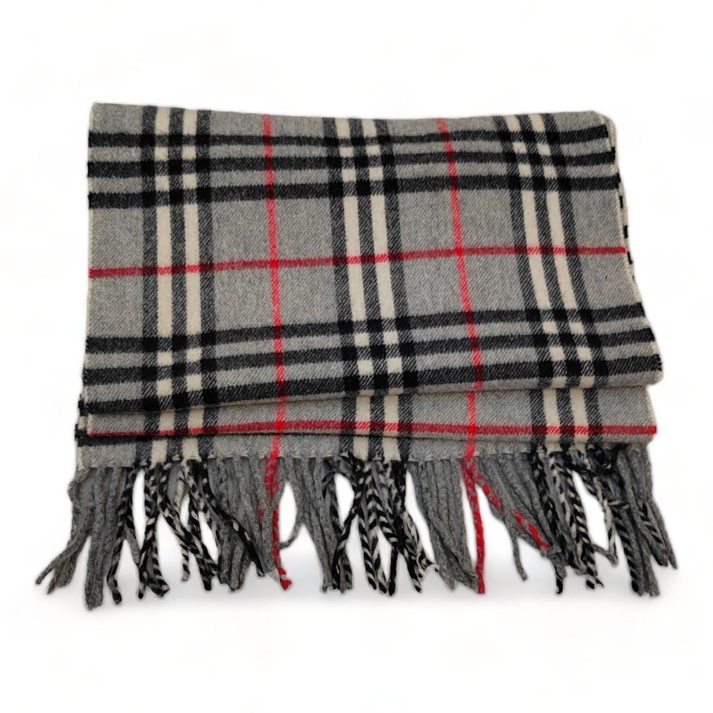 Burberry Scarf Lambswool Nova Check Grey London Made In England