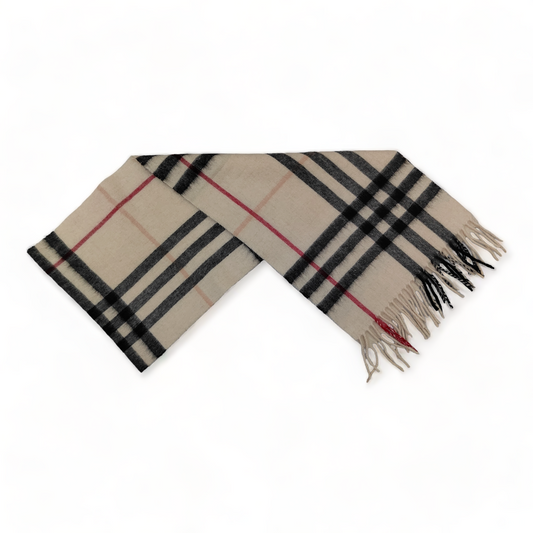 Burberry Scarf Cashmere Nova Check Cream  London Made In England