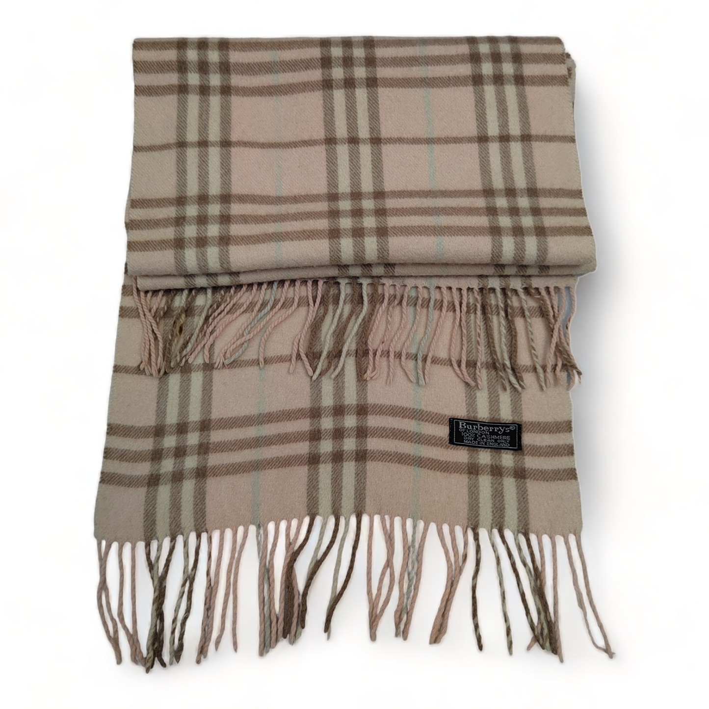 Burberry Scarf Cashmere Nova Check Pink London Made In England