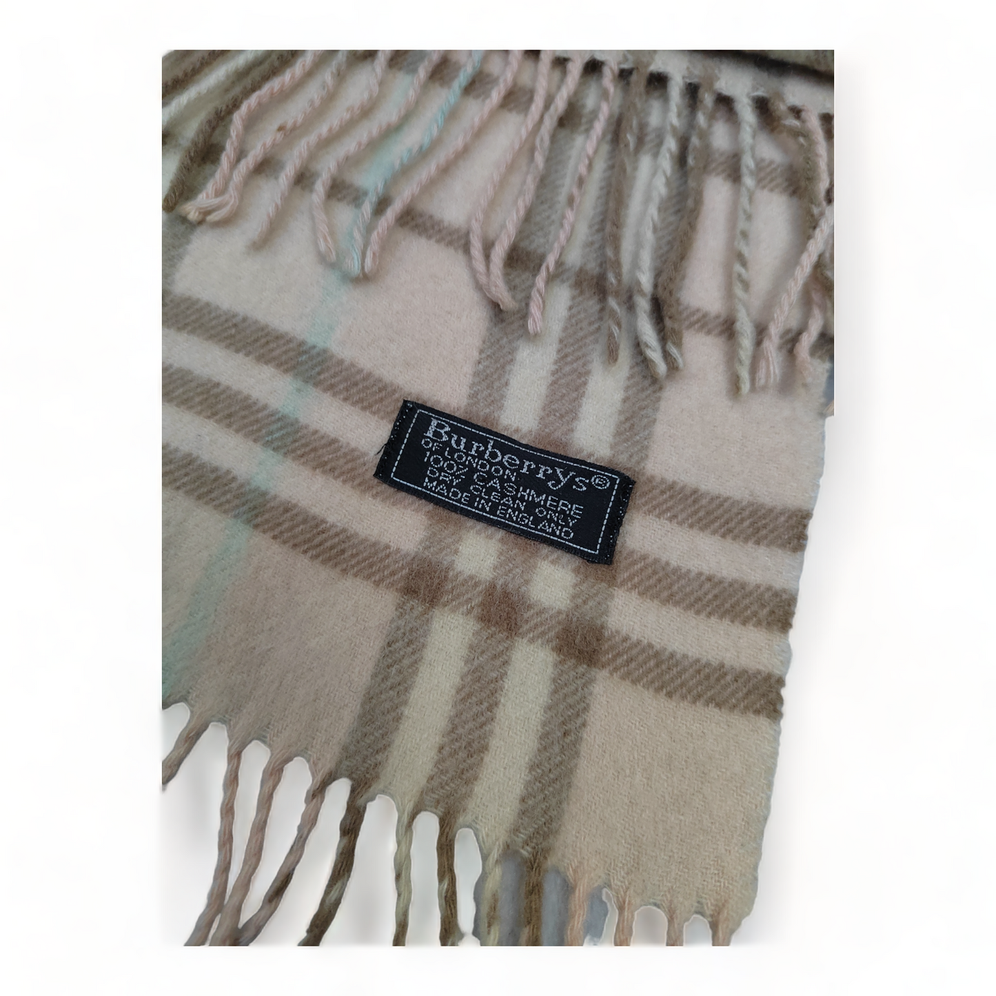 Burberry Scarf Cashmere Nova Check Pink London Made In England