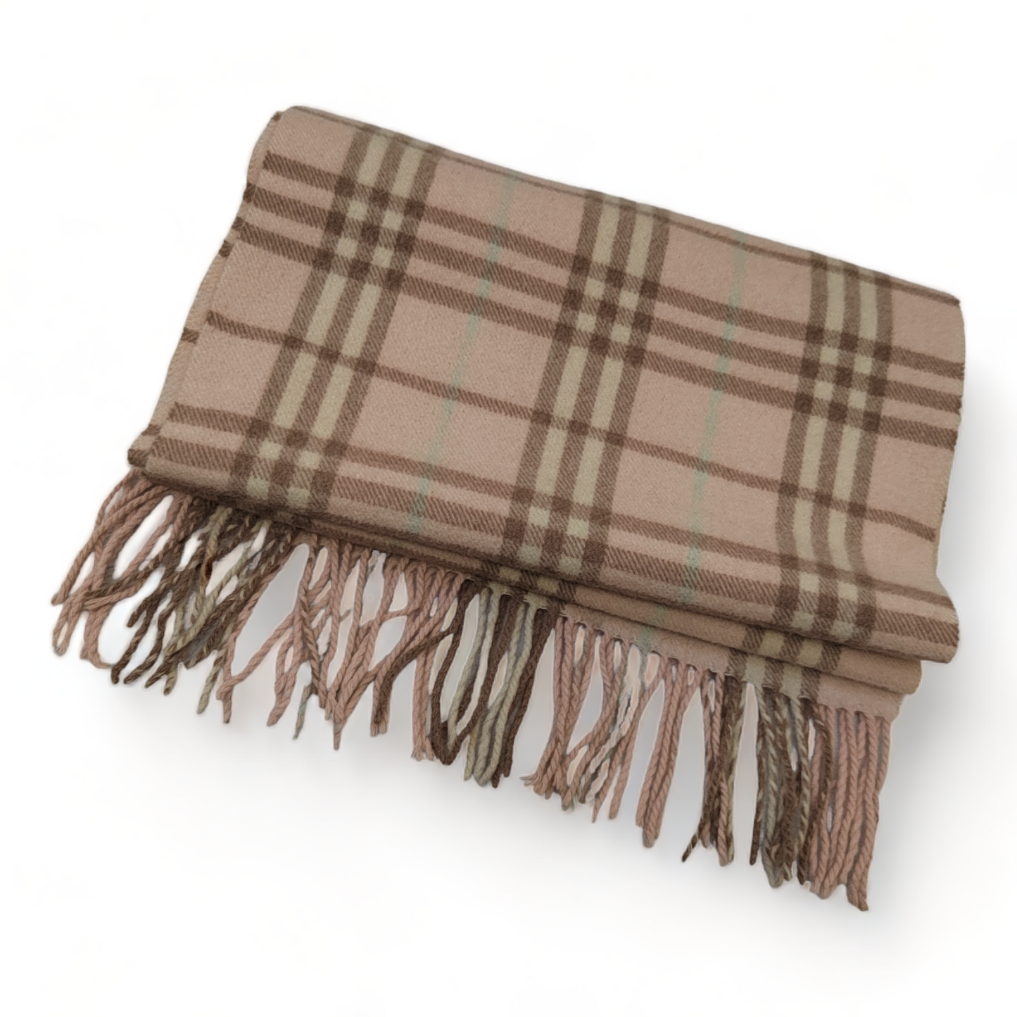 Burberry Scarf Cashmere Nova Check Pink London Made In England