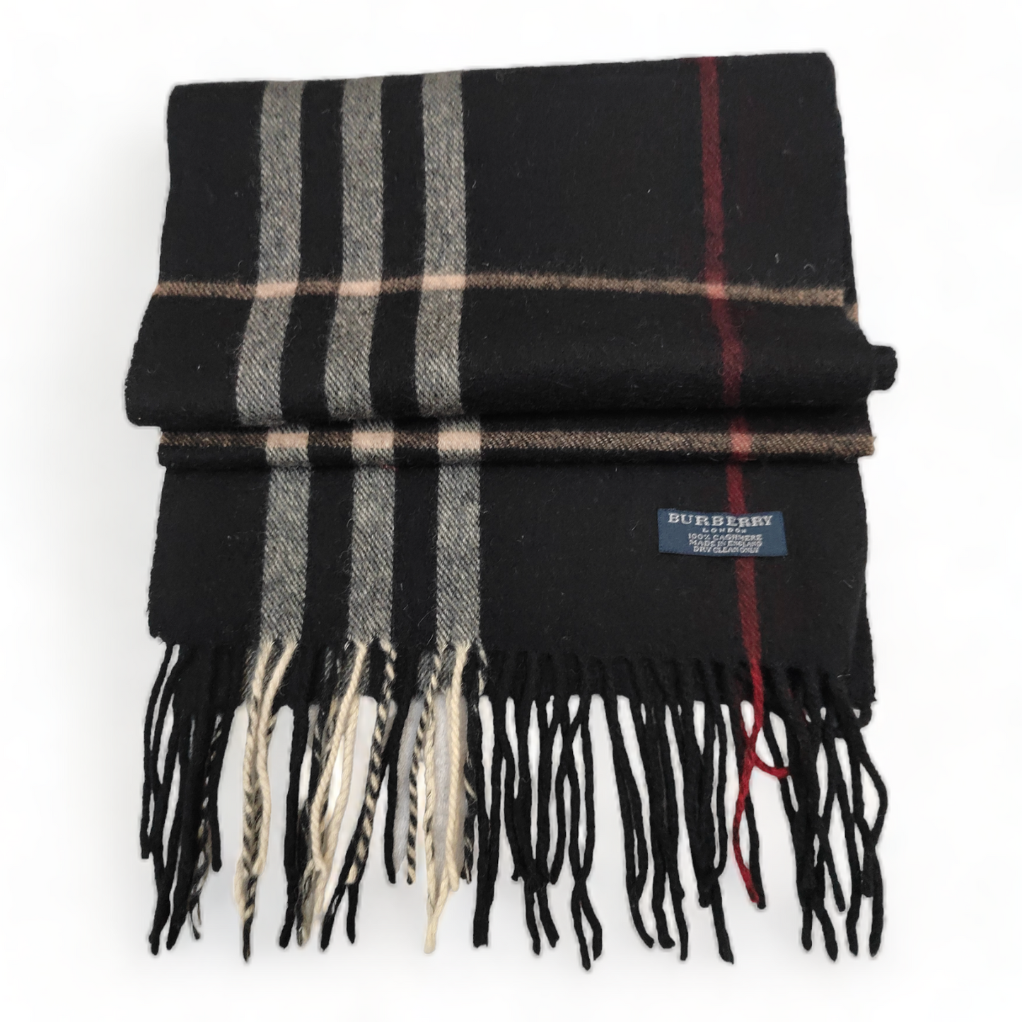 Burberry Scarf Lambswool Nova Check Black London Made In England